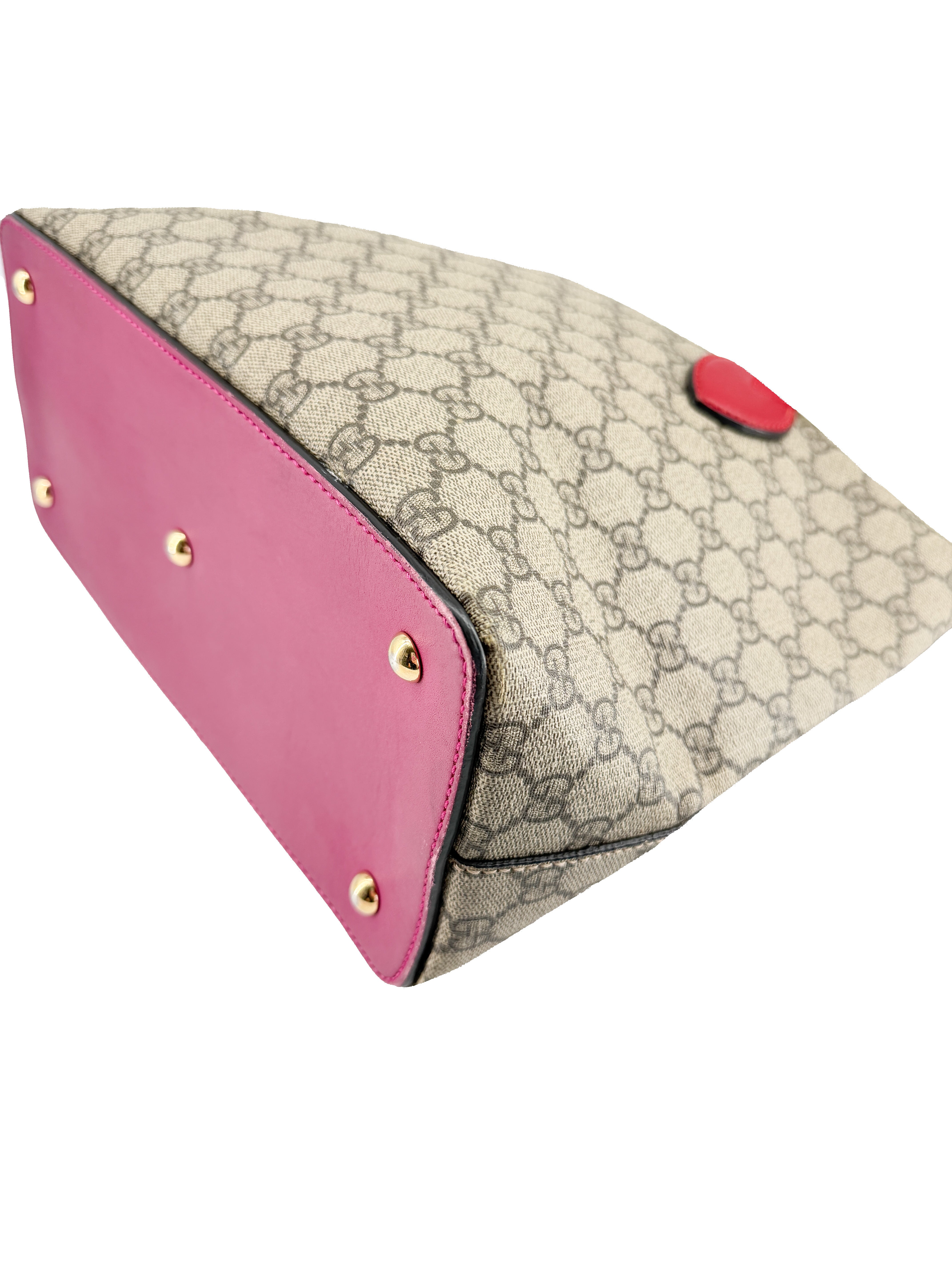 Gucci linea A foldover GG supreme tote pink/red 429147 498879