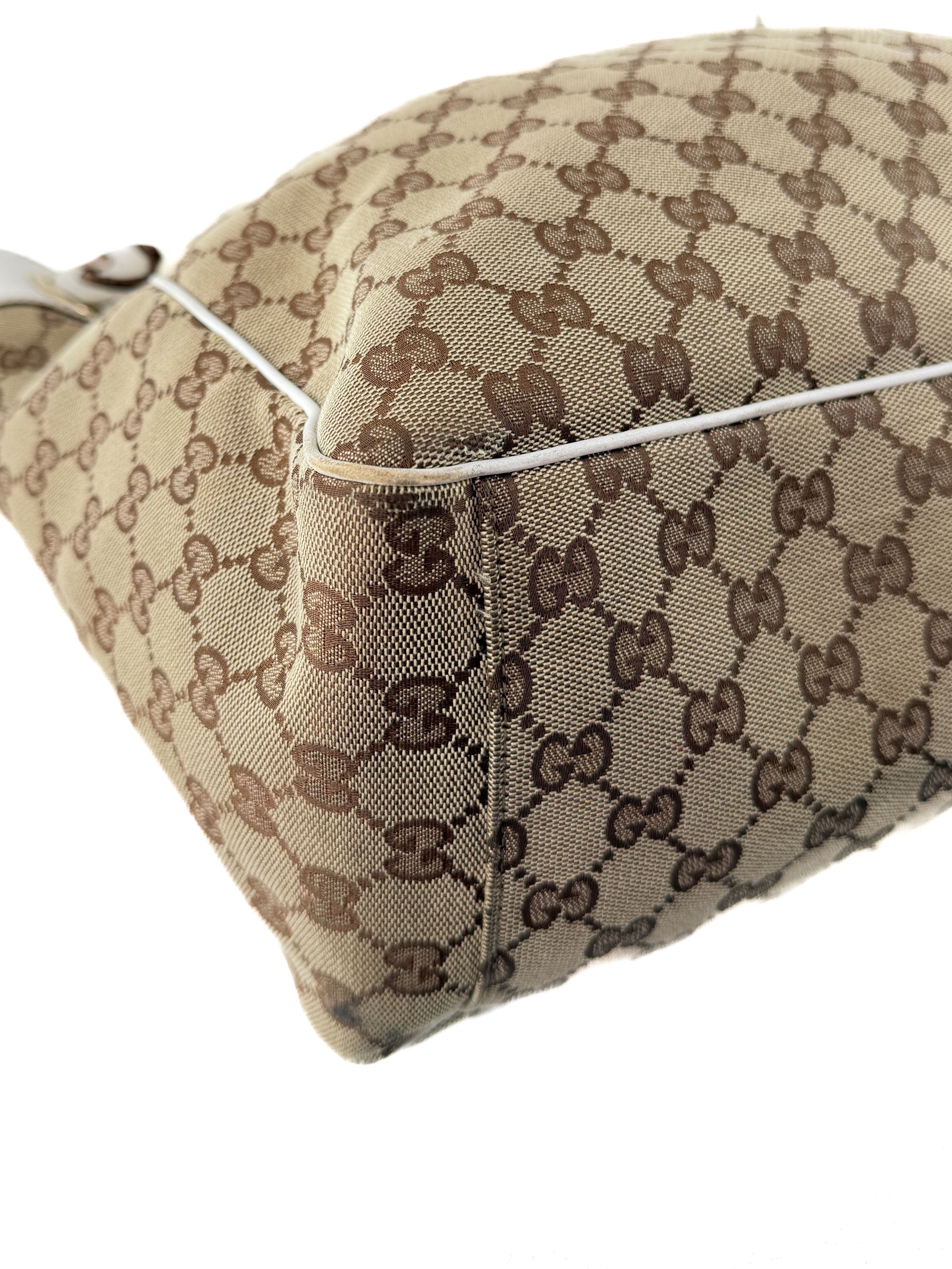 Gucci brown, white Positano scarf tote 153033 467891