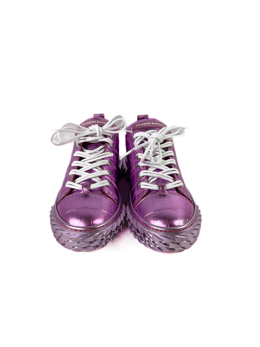 Giuseppe Zanotti purple metallic embossed sneakers size 39 – My