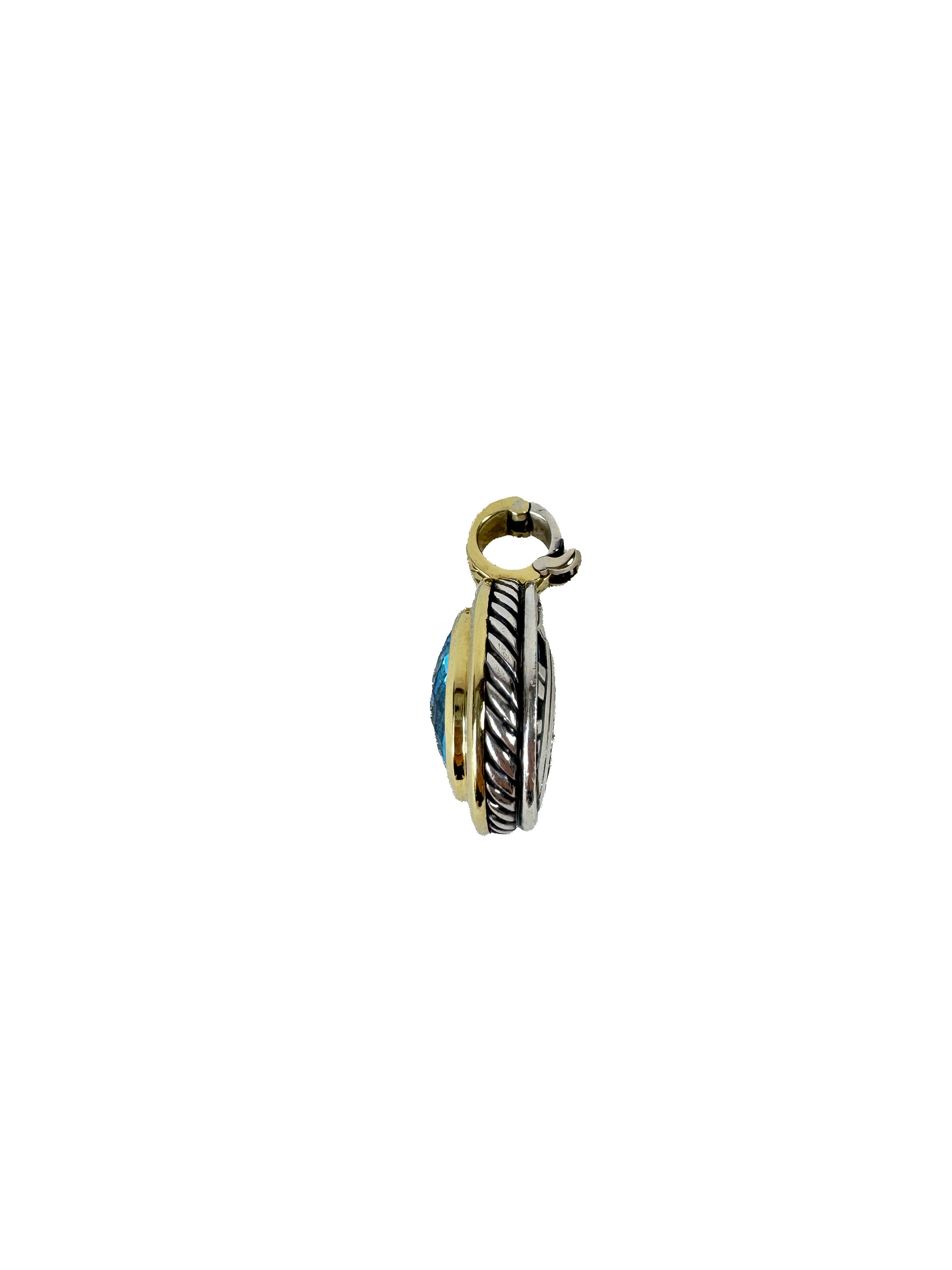 David Yurman Albion Blue Topaz Pendant in sterling silver and 18k yellow gold