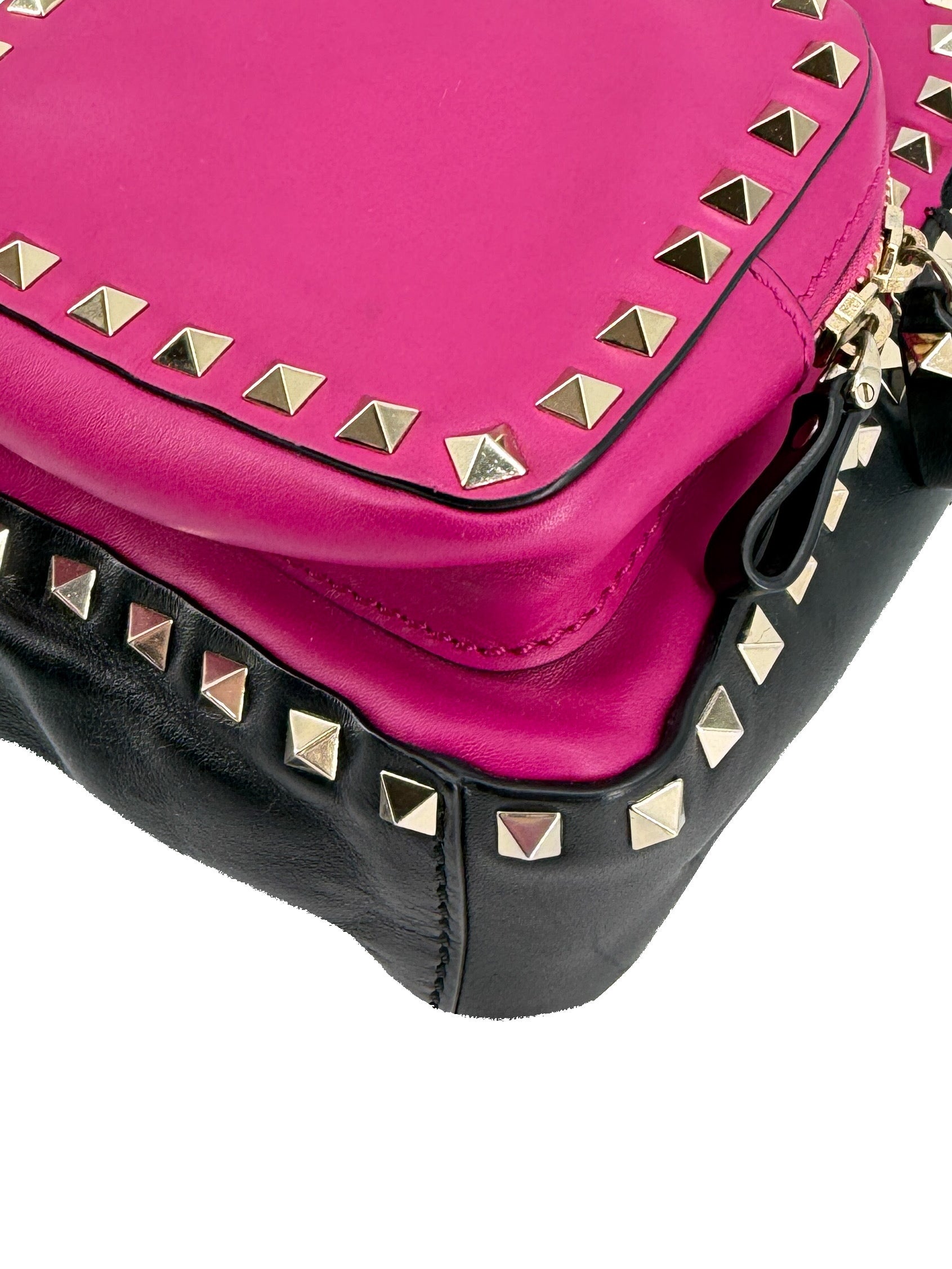 Valentino pink, black rockstud mini leather backpack