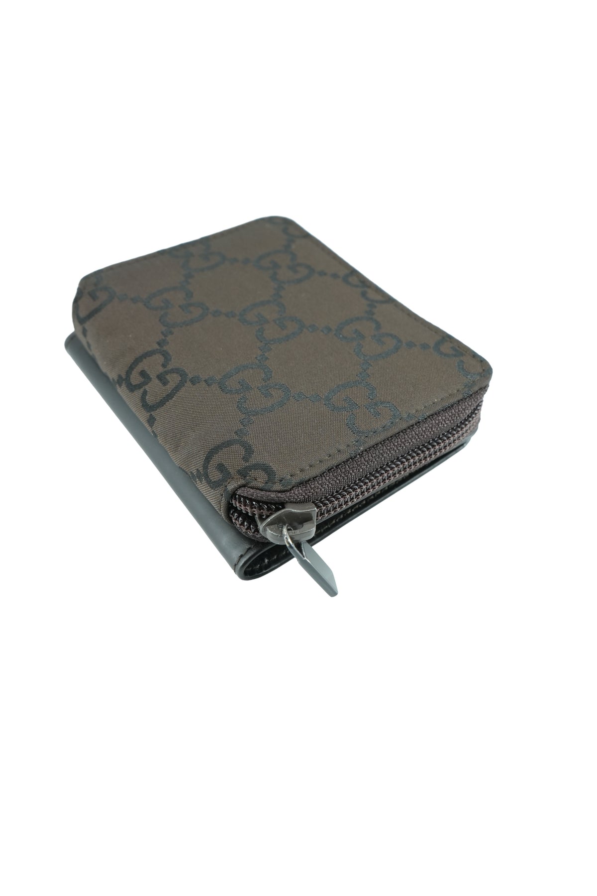 Gucci brown canvas leather GG compact wallet 035-0416-1991