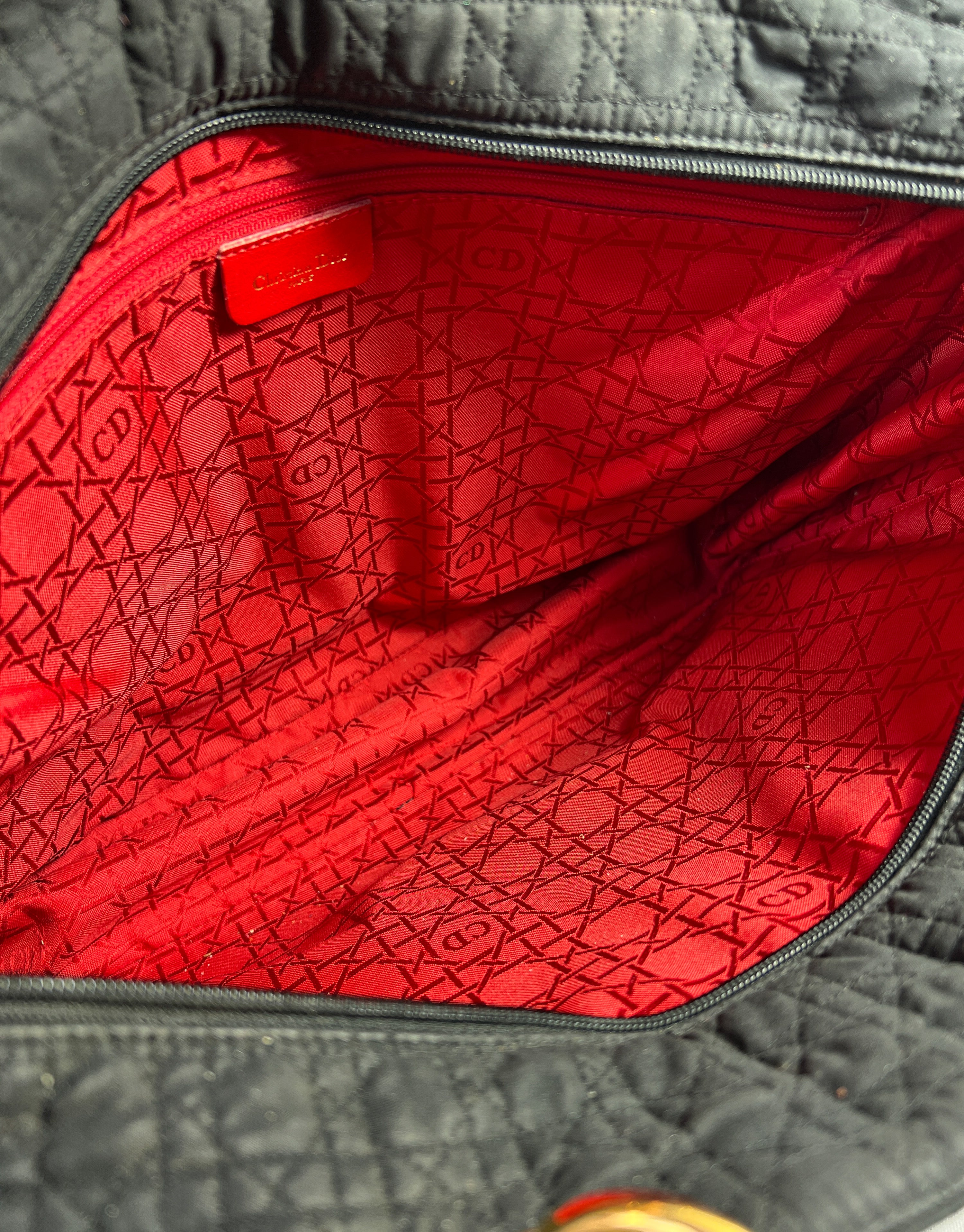 Christian Dior black cloth Lady Dior vintage tote