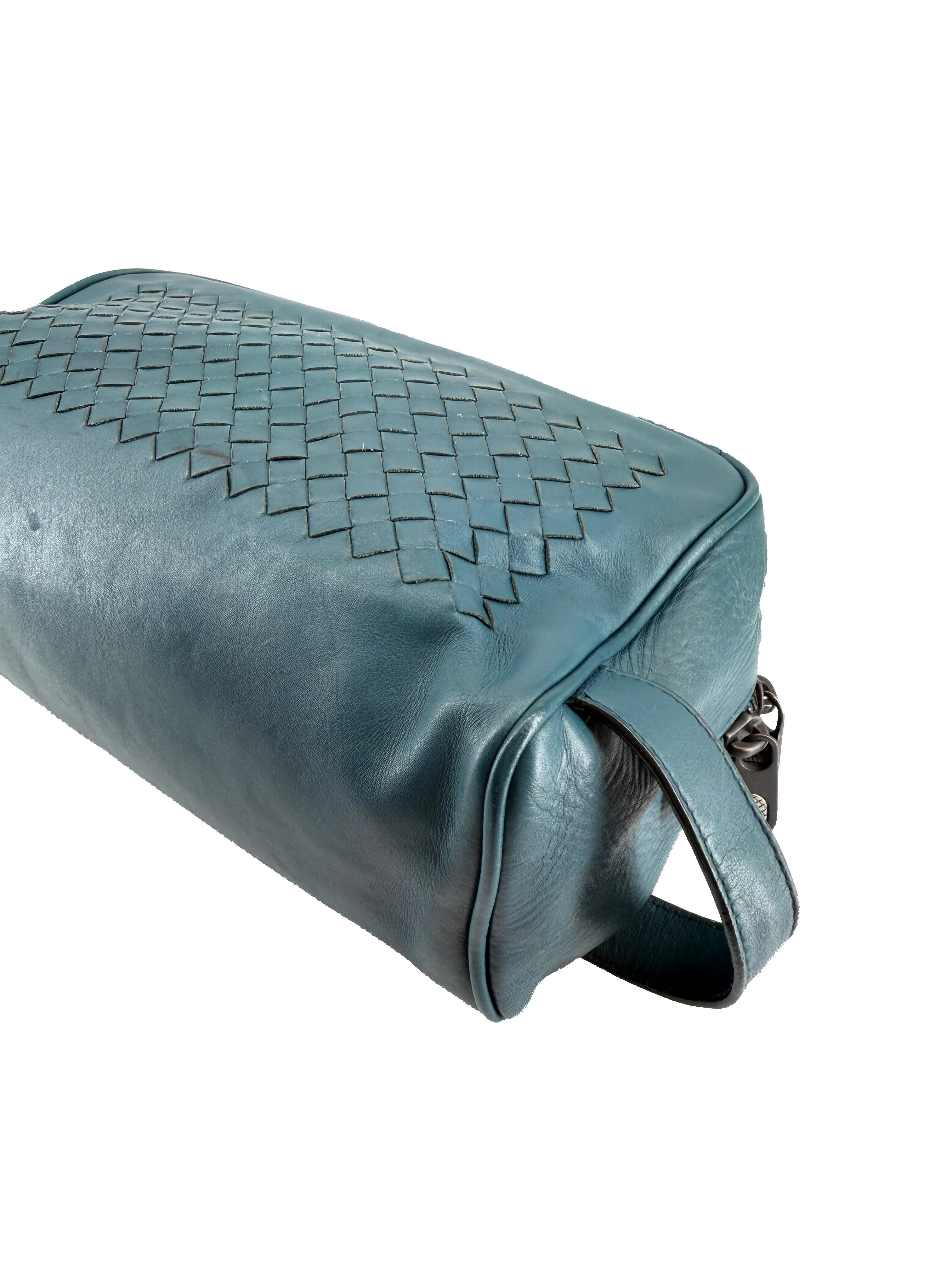 Bottega Veneta teal Intrecciato toiletry bag B07690618B