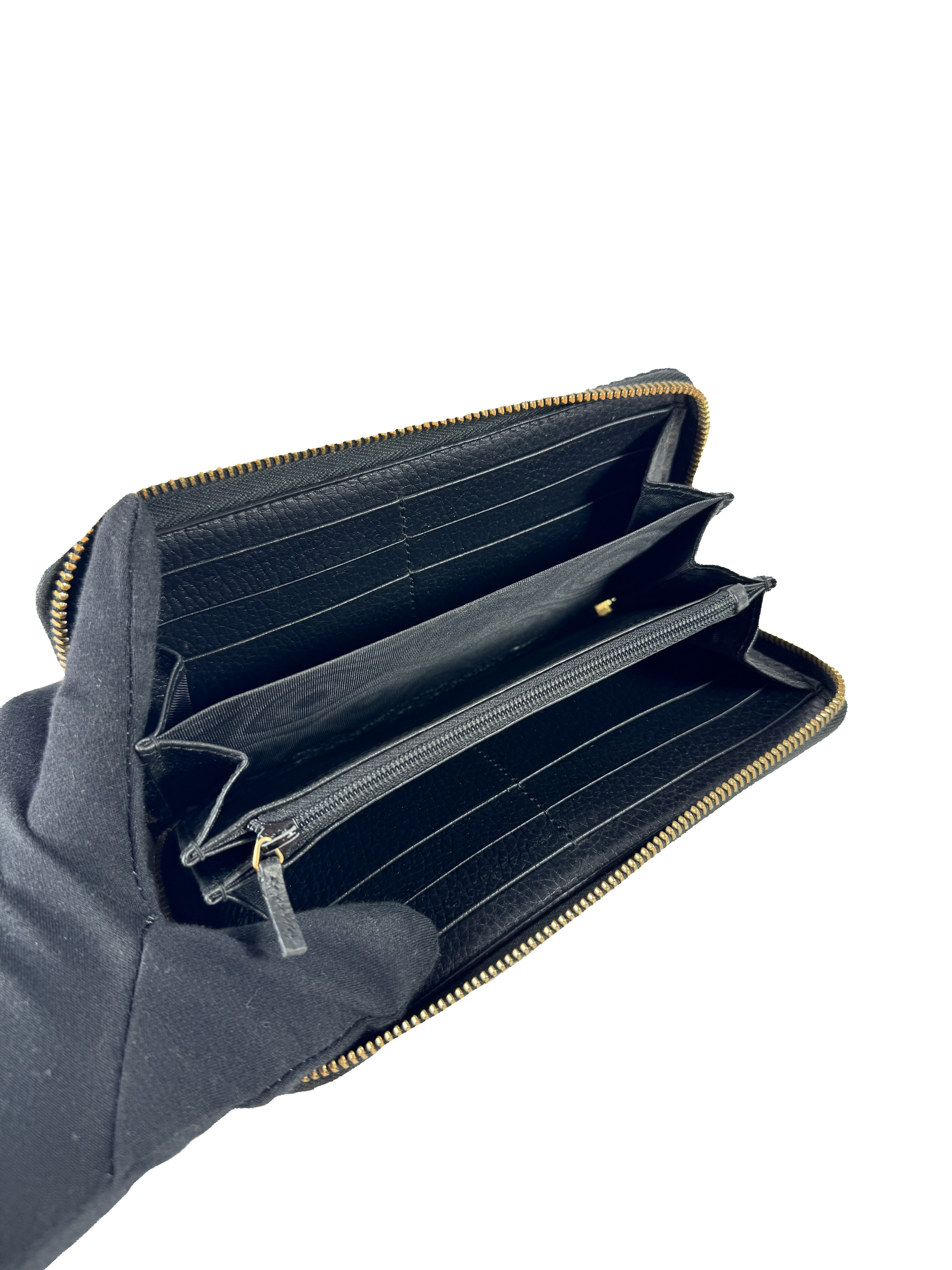 Gucci black/brown Marmont zip around wallet 4561170959