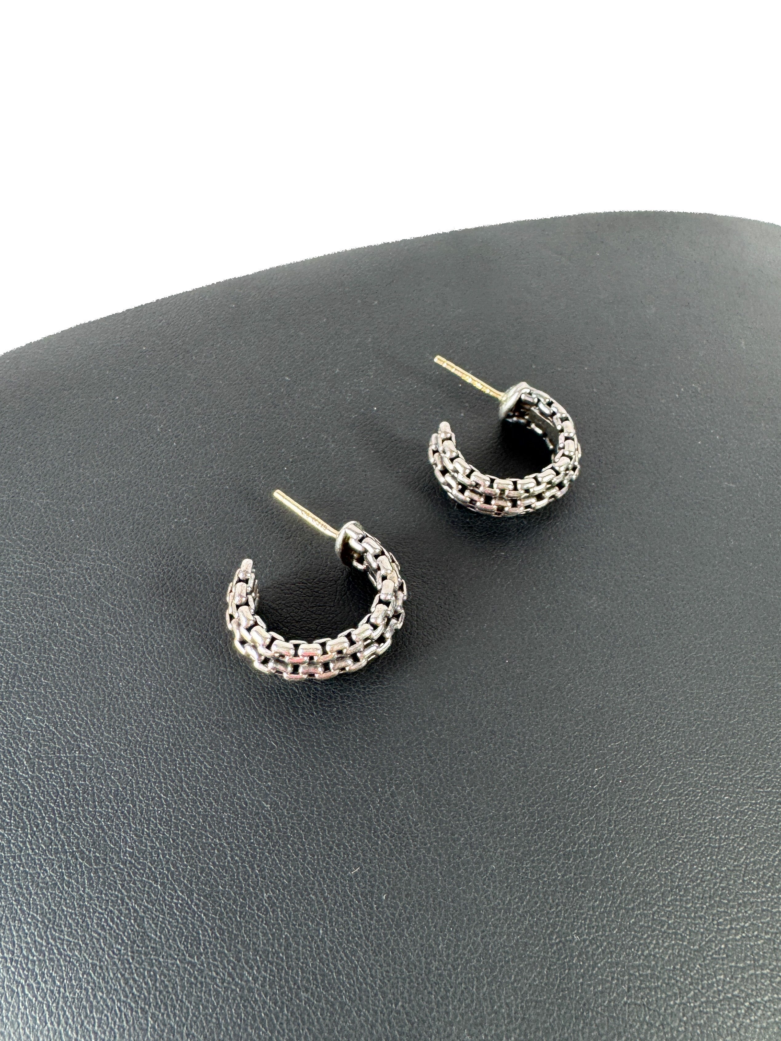 David Yurman sterling silver box chain hoop earrings