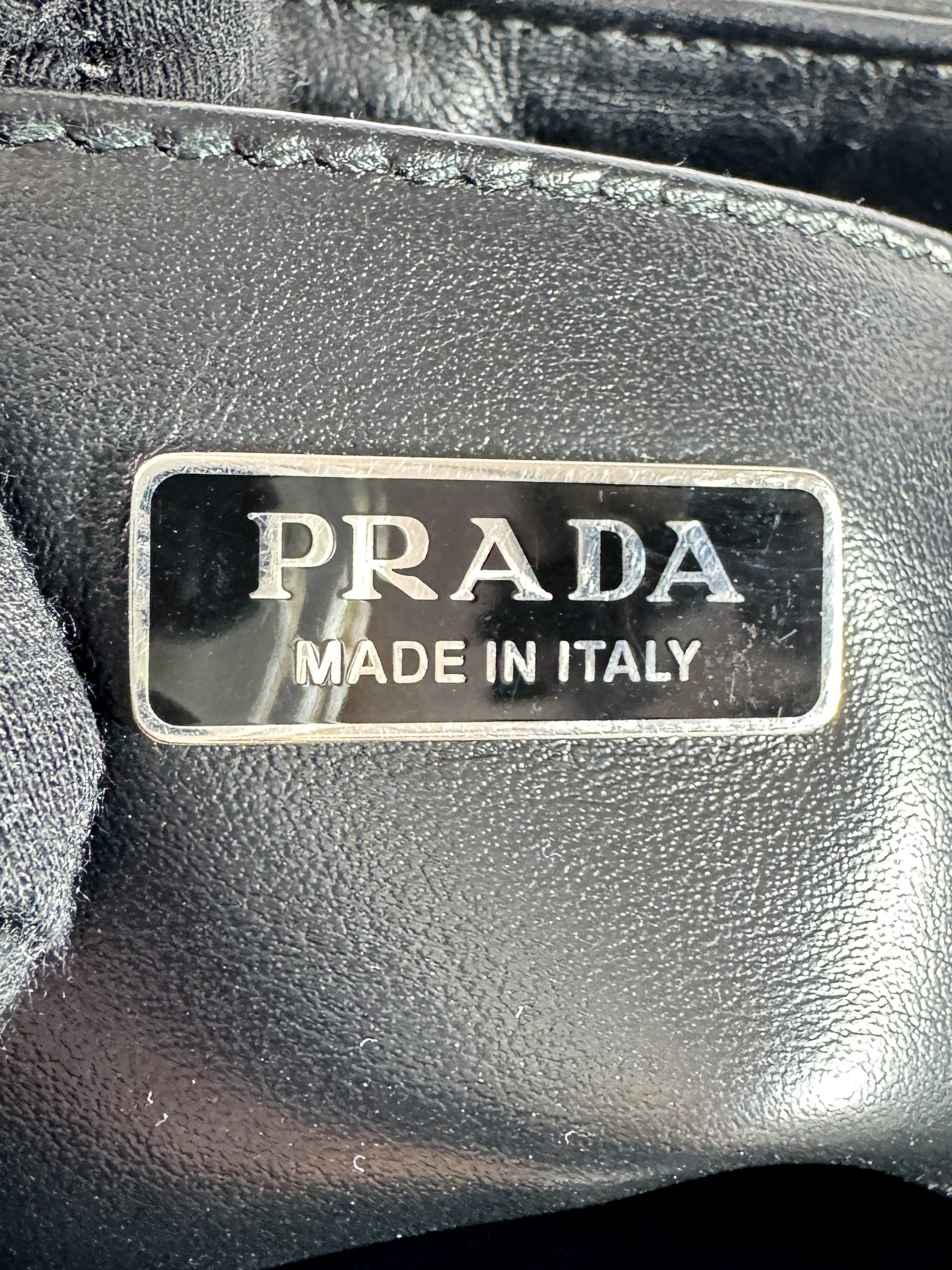Prada black Cleo Shoulder Bag Brushed Leather