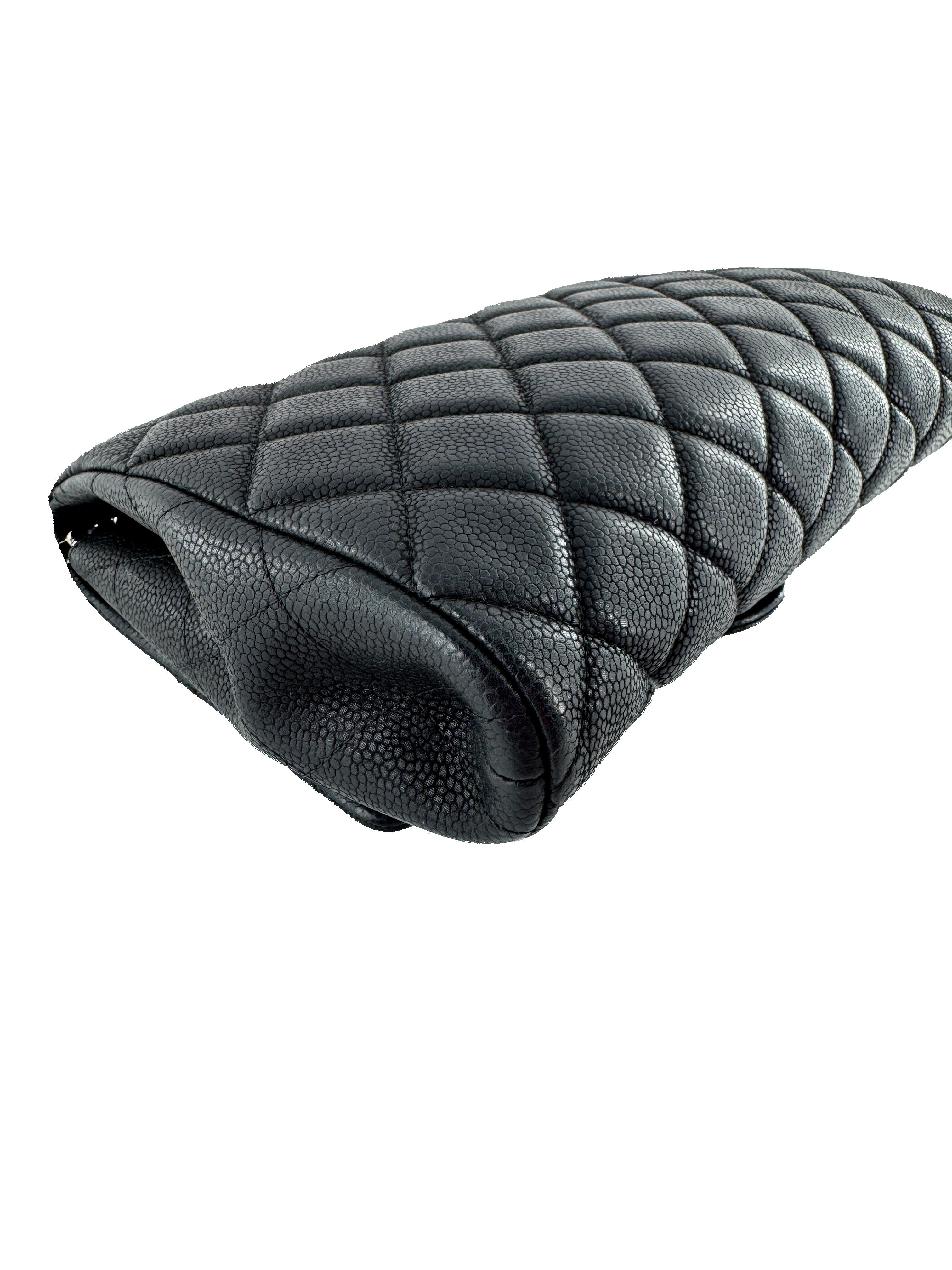 Chanel black caviar leather flap clutch w/chain 15951449