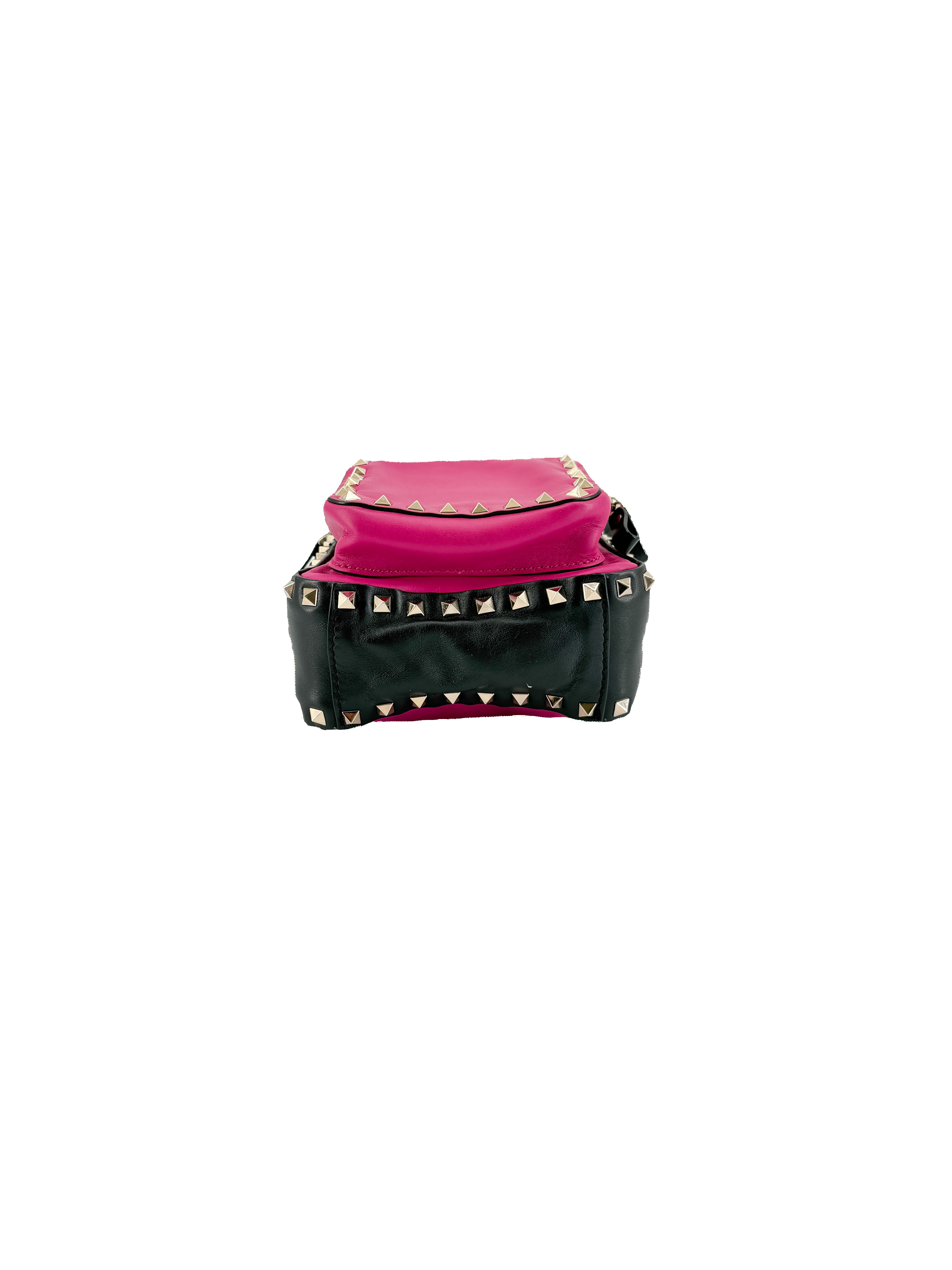 Valentino pink, black rockstud mini leather backpack
