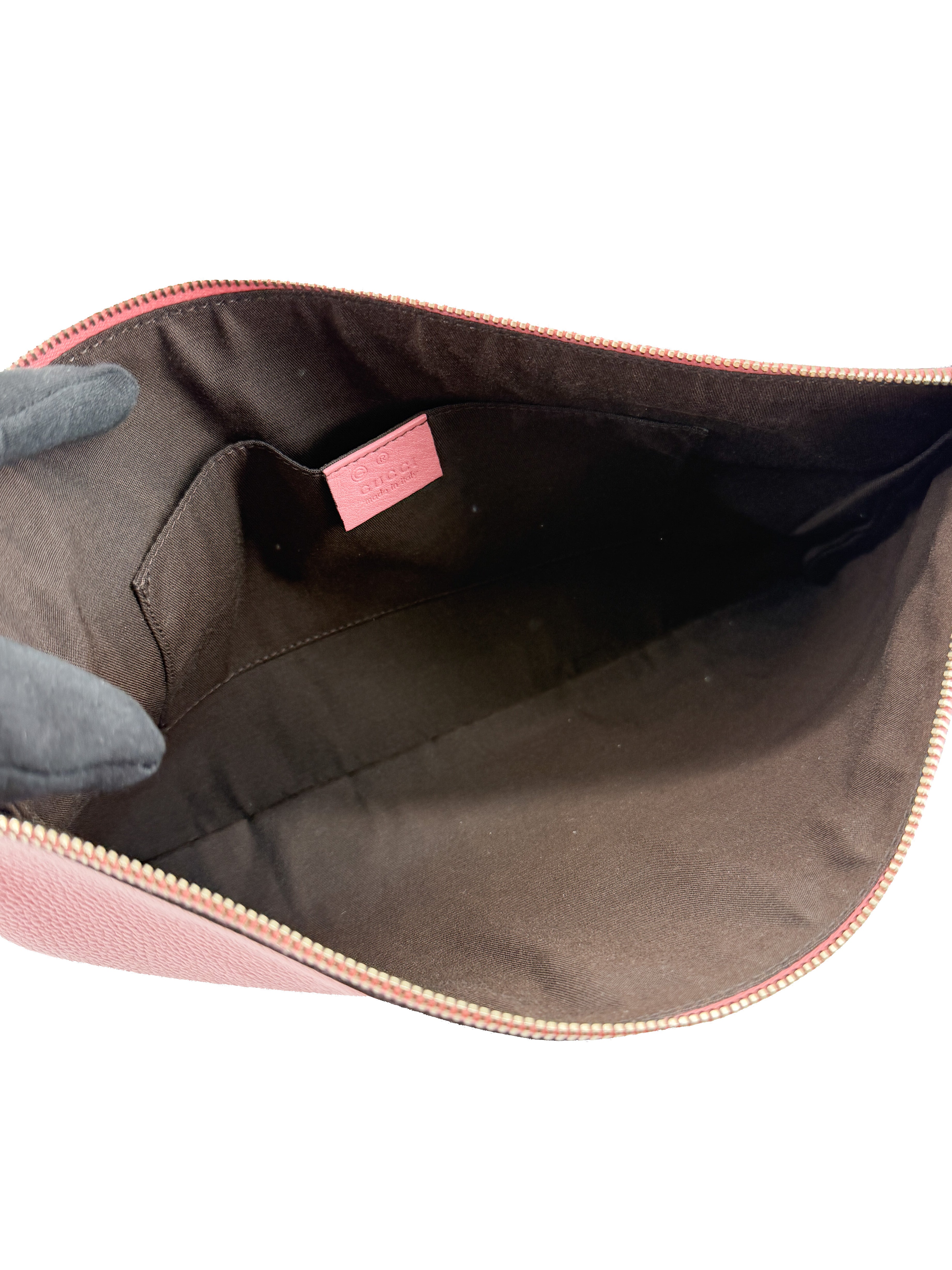 Gucci pink leather Bamboo tassel zip pouch 376858 213317