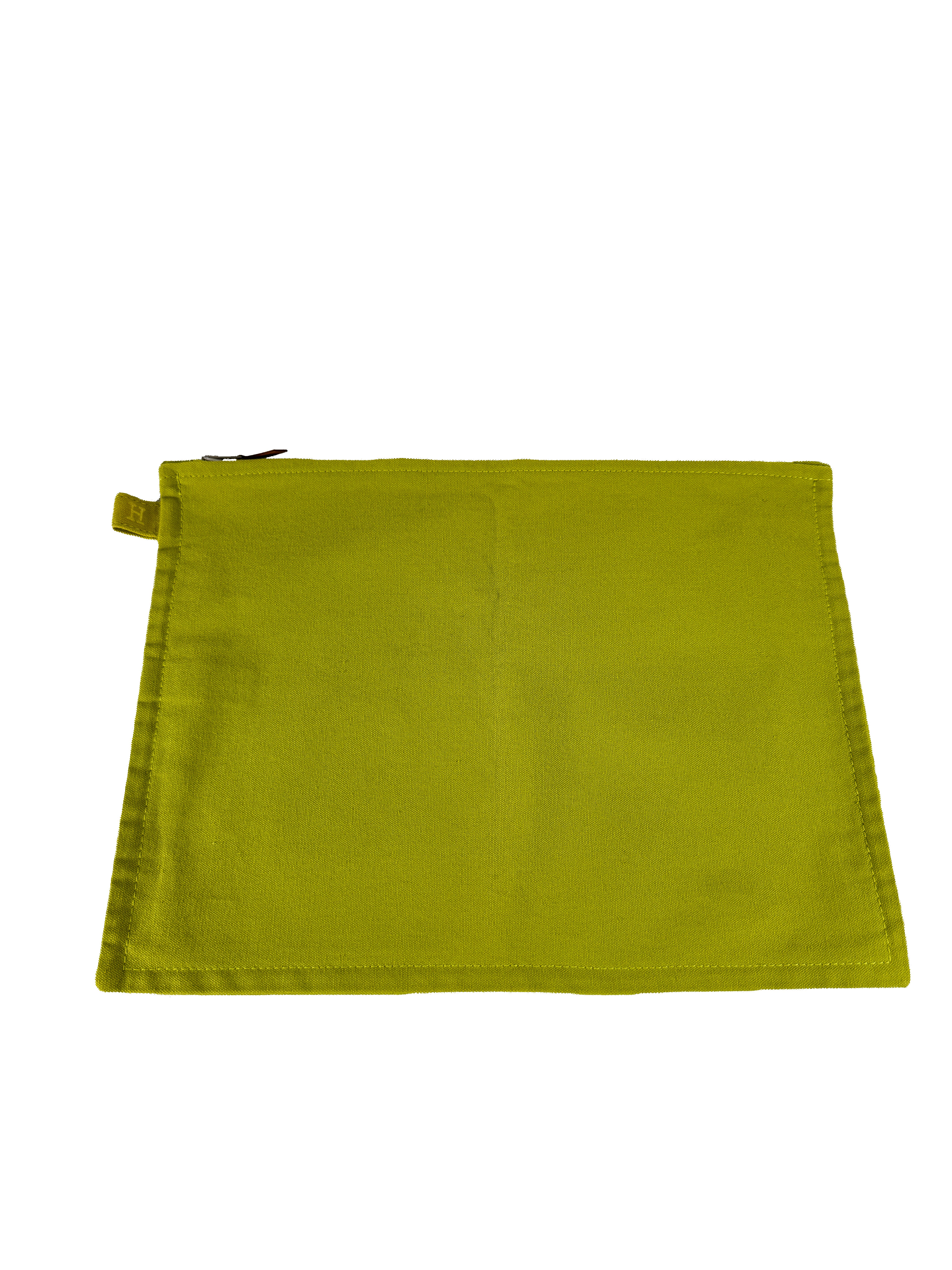 Hermès lime green Bora Bora travel pouch set