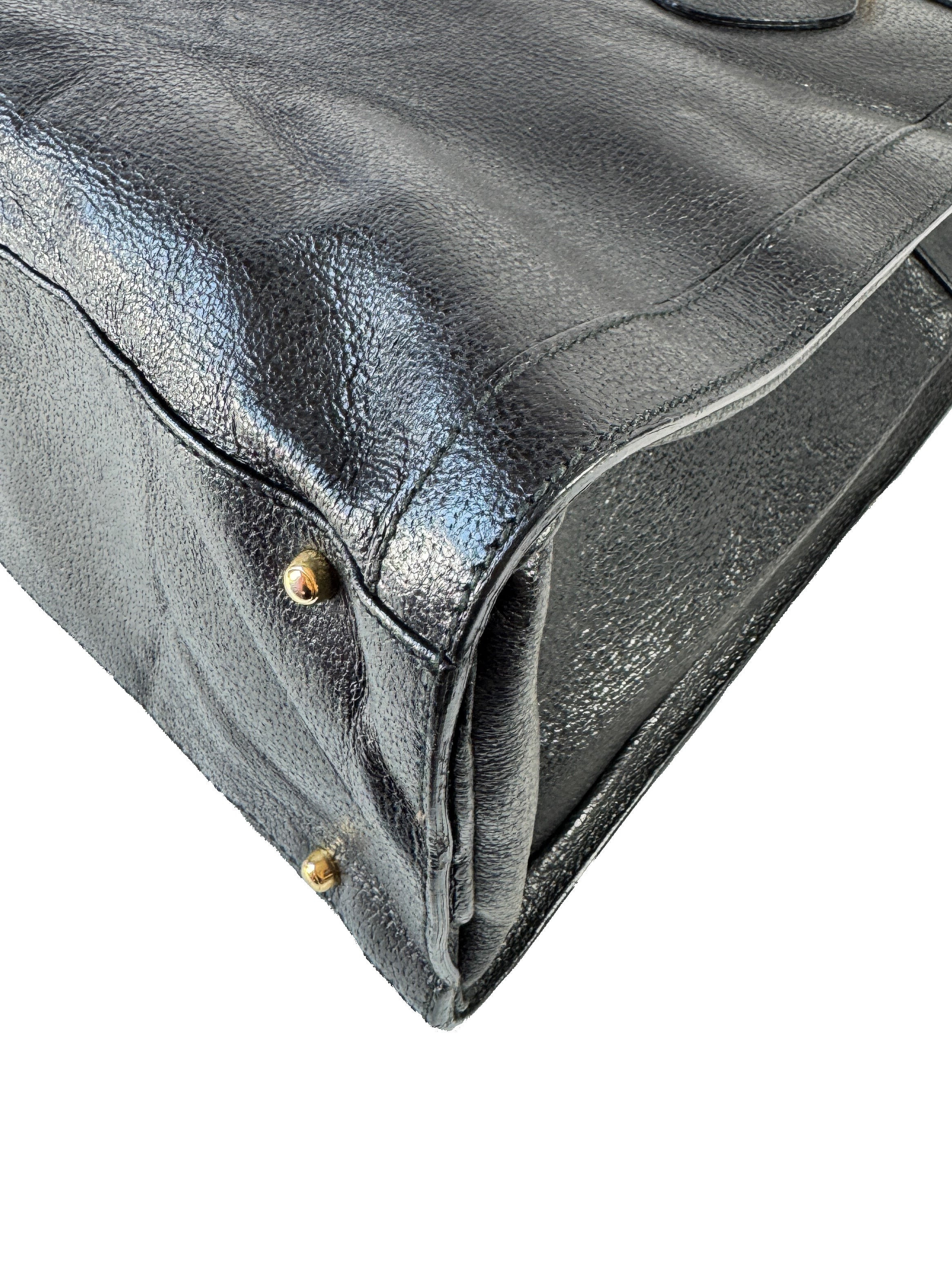 Gucci black leather vintage Diana bamboo tote 002-1186-0260 *as is*