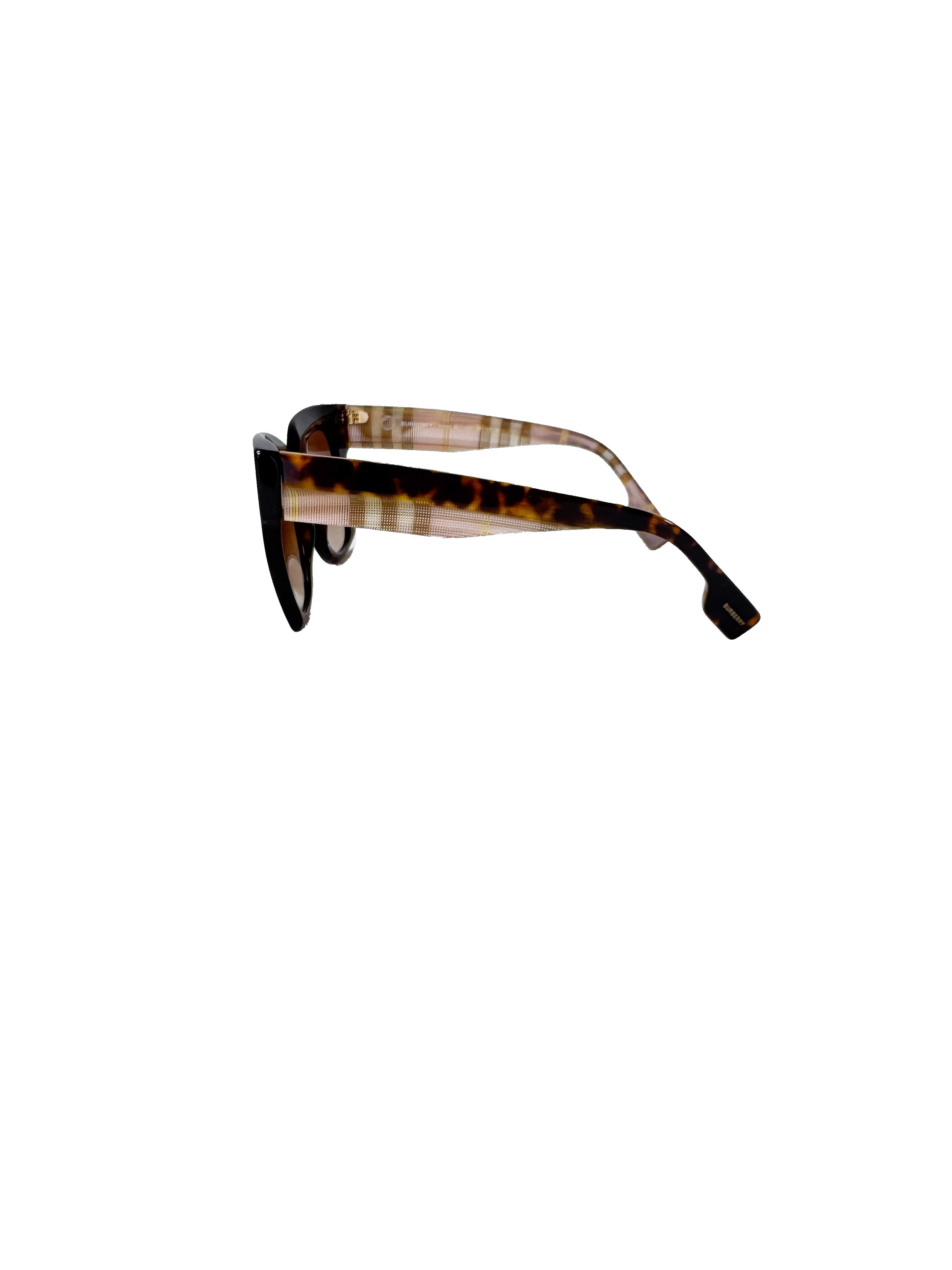 Burberry tortoise pink plaid square sunglasses B4364 *case/box*
