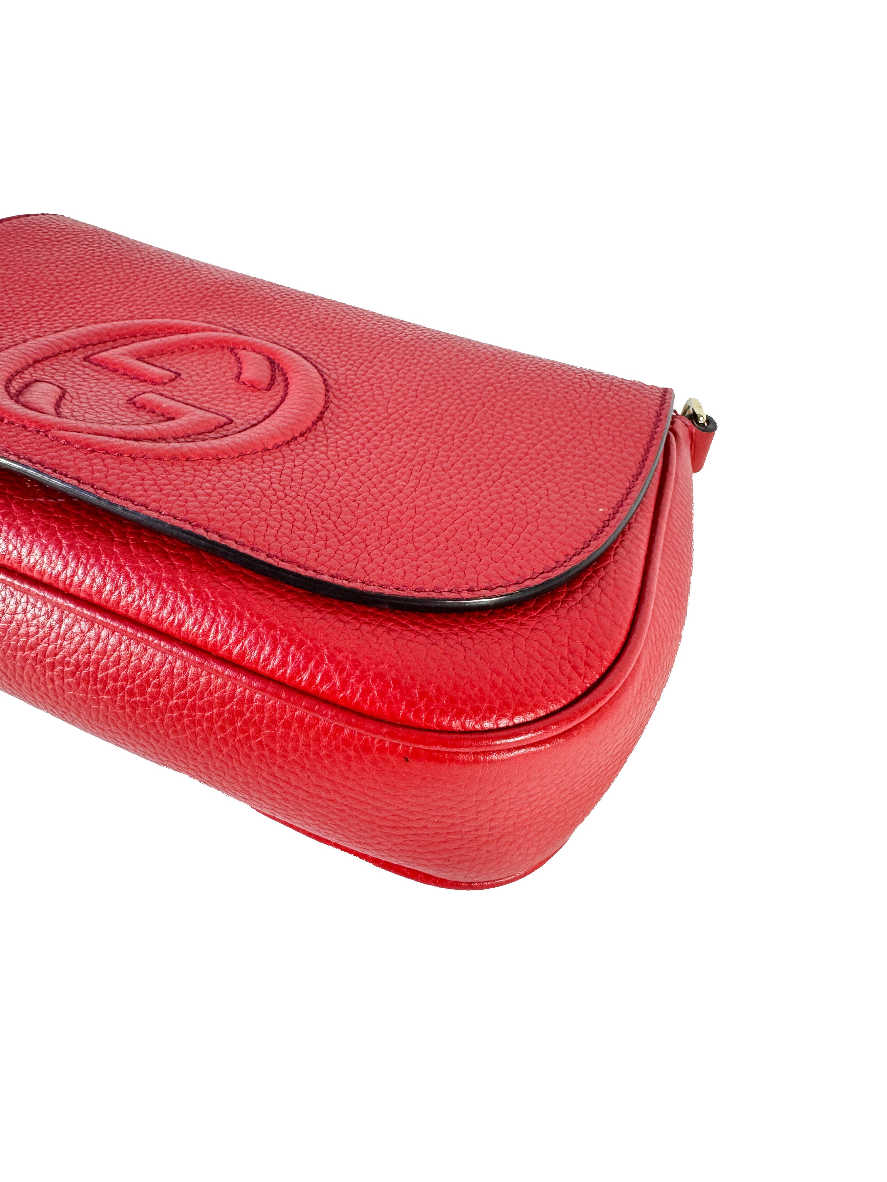 Gucci red leather Medium Soho Flap Crossbody 536224 213317