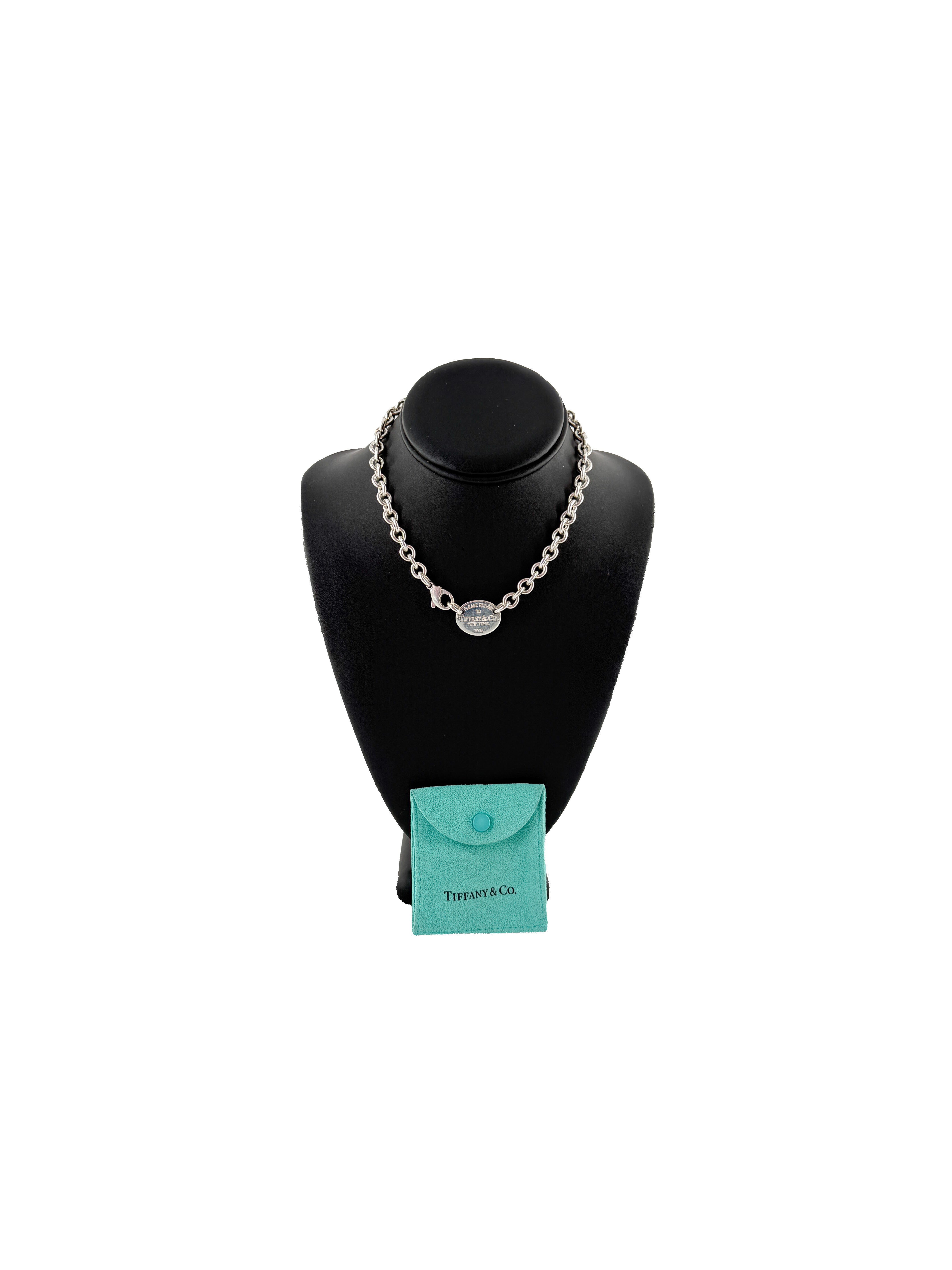 Tiffany & Co sterling silver oval return to tag choker