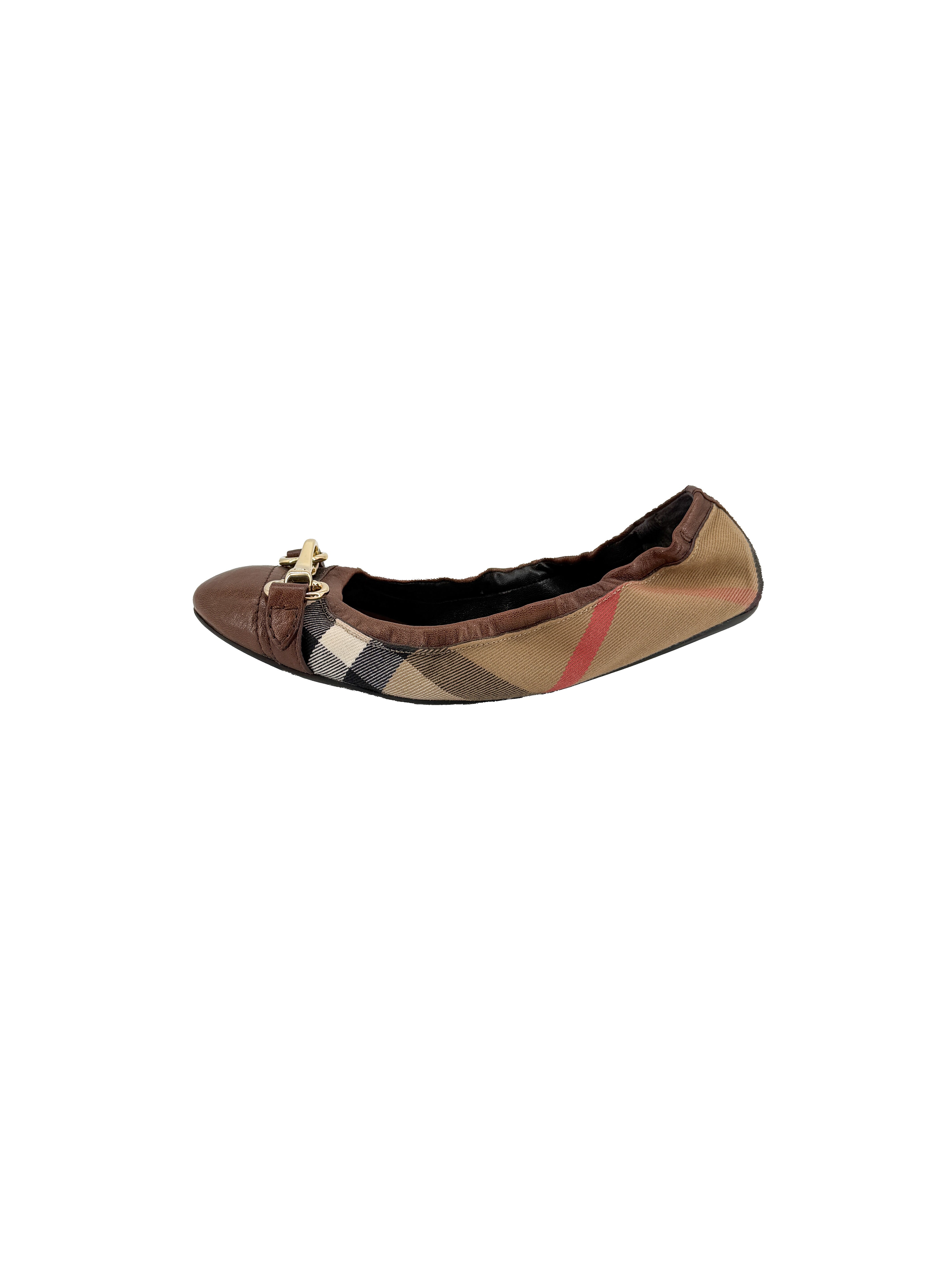 Burberry heritage housecheck Shipley ballerina flats size 38 BOX