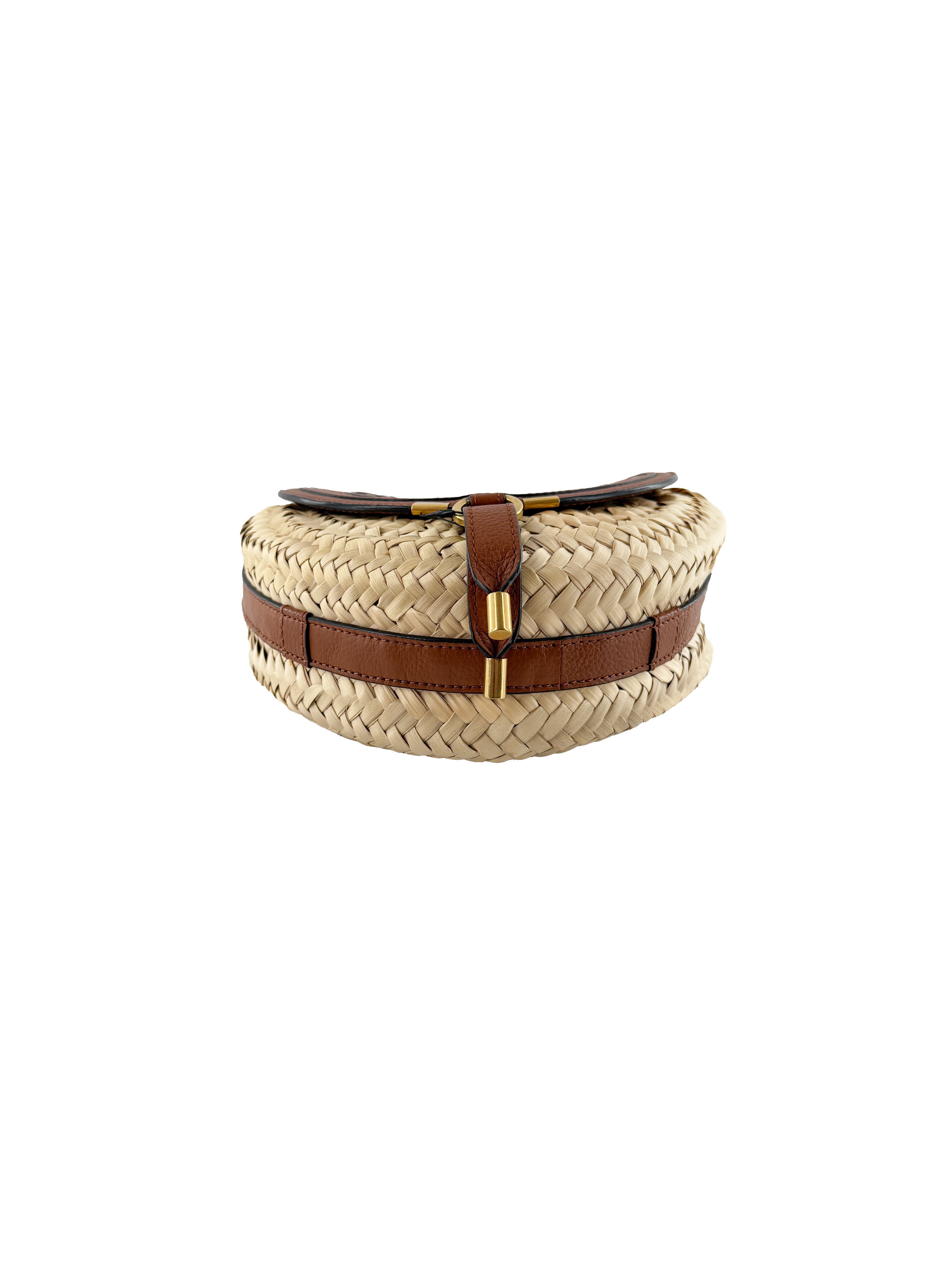 Chloé brown leather raffia Marcie crossbody 02-22-60-65