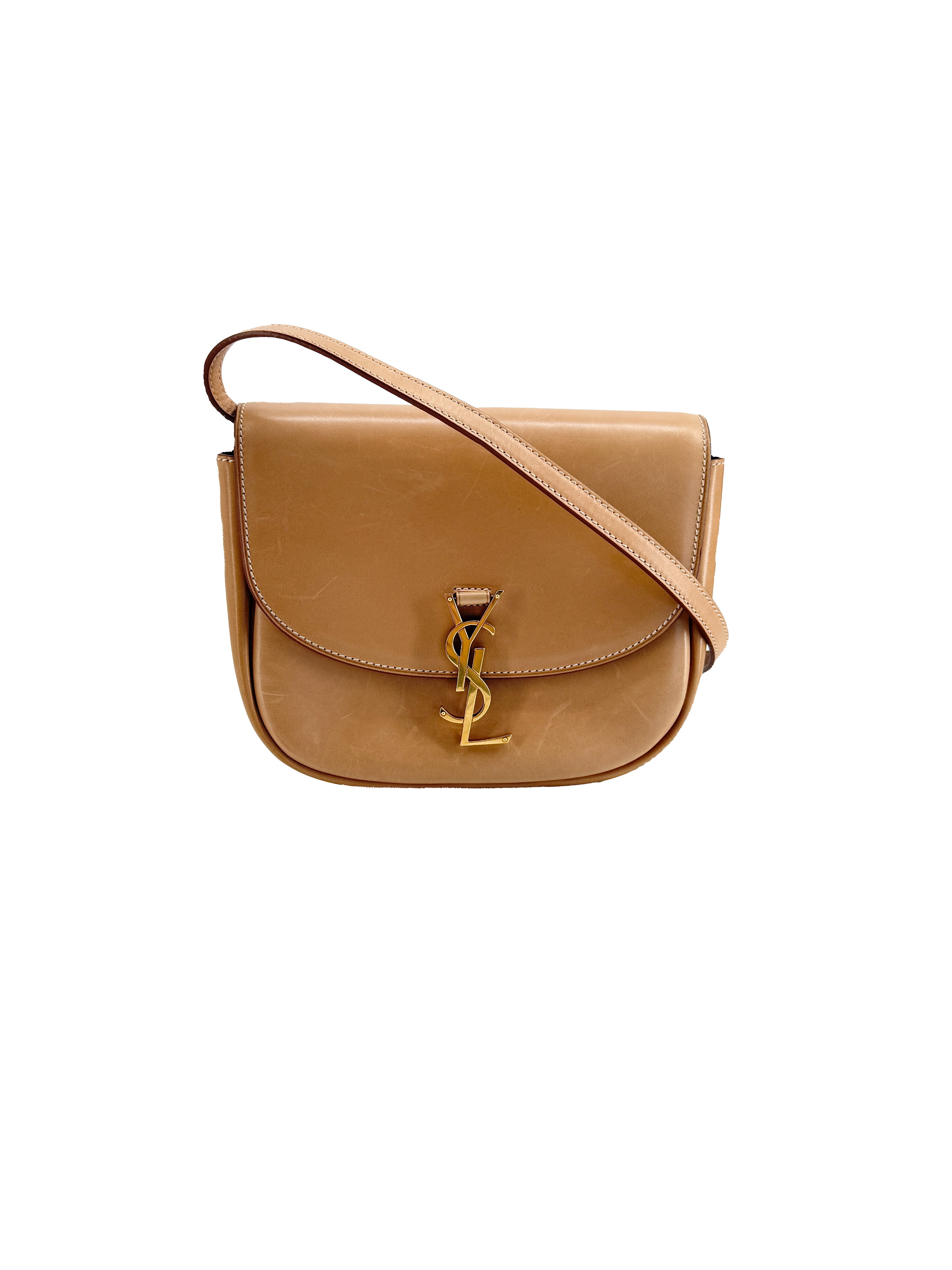 Saint Laurent Smooth Vintage Calfskin Small Kaia Satchel Brown Gold GLV6848180620