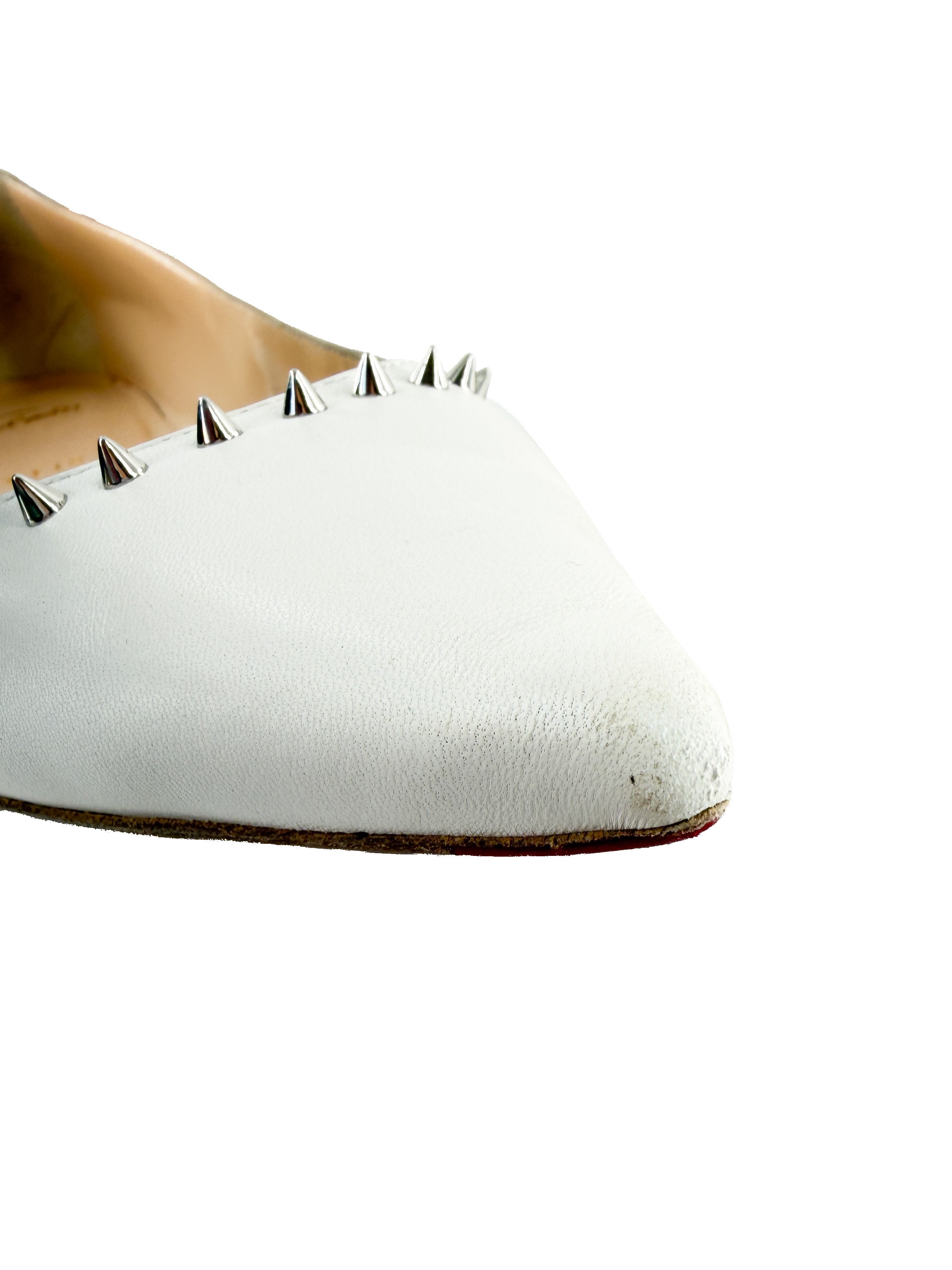 Christian Louboutin white studded Anjalina flat size 39.5 BOX
