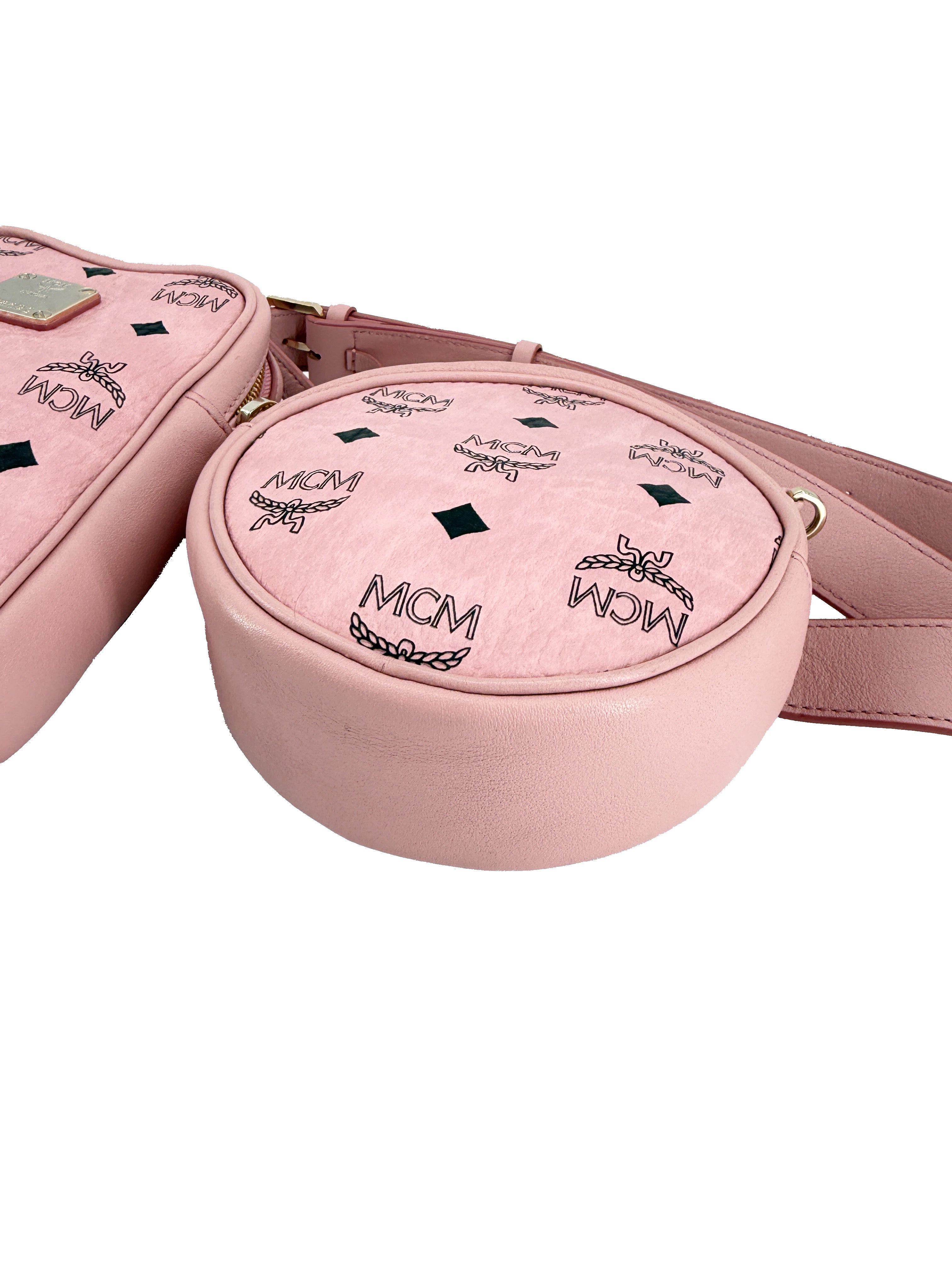 MCM pink Essential monogram double bet bag 10011904