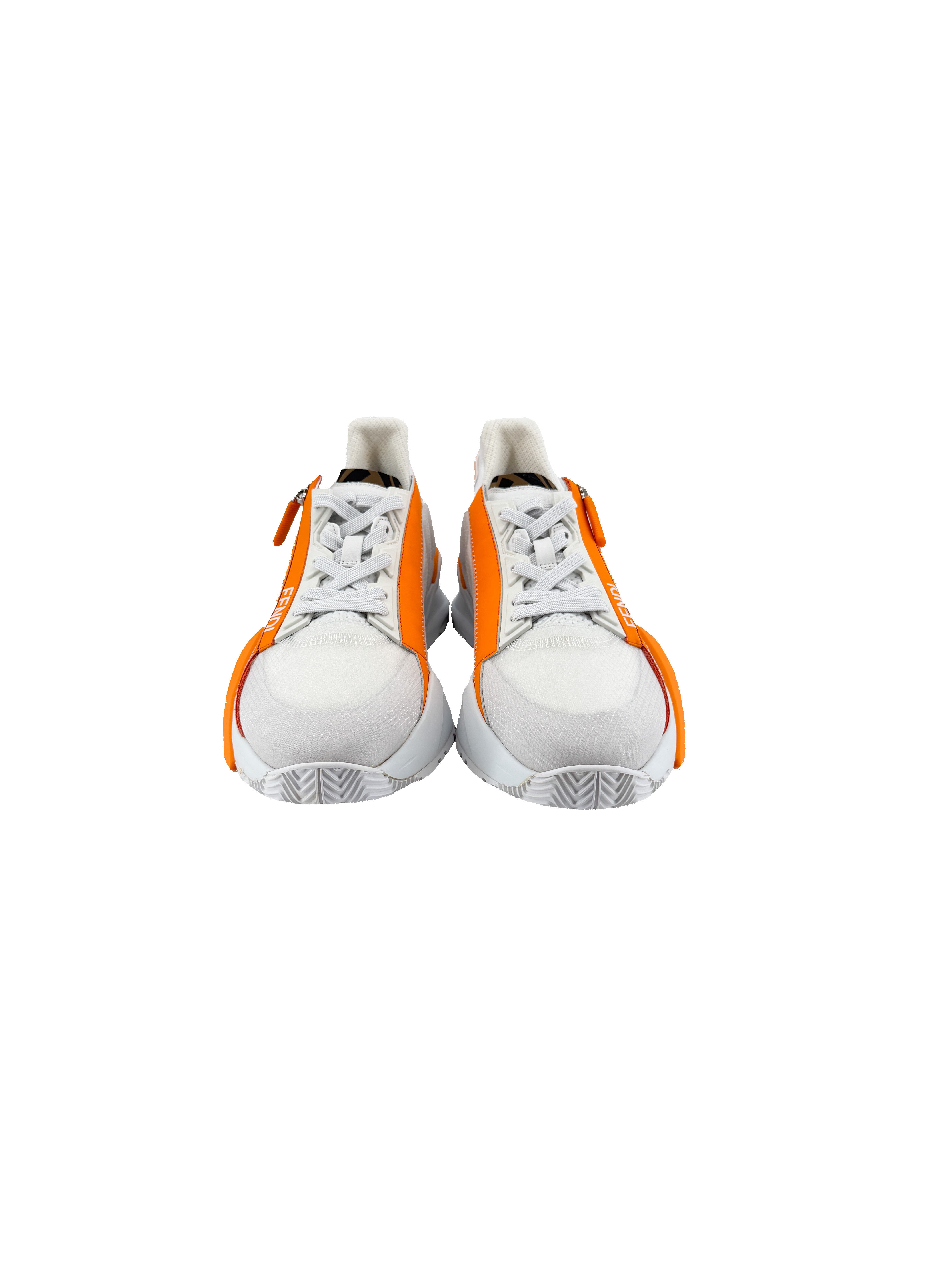 Fendi Flow white and orange sneakers size 39 NEW BOX