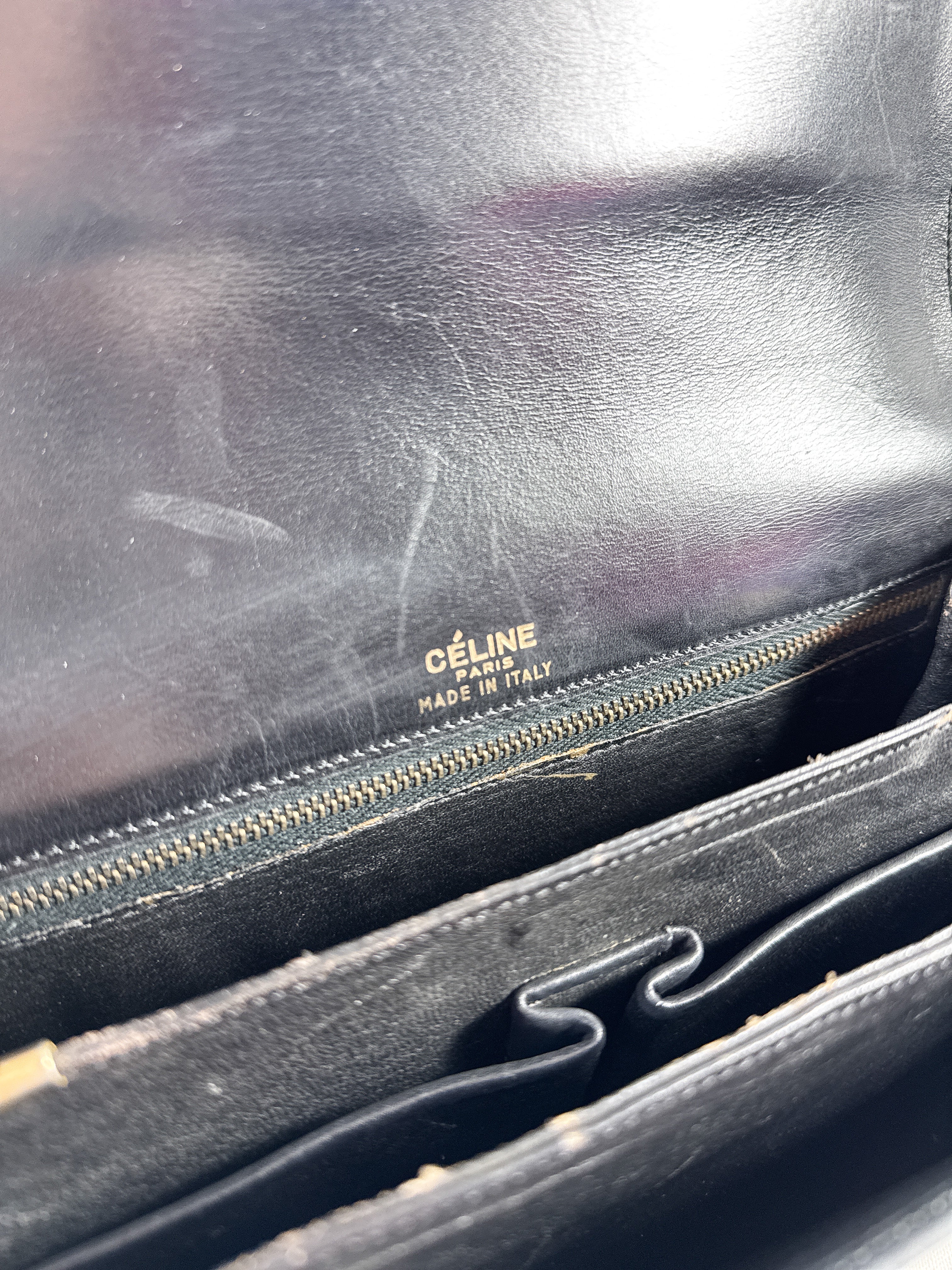 Celine black vintage 1970s carriage shoulder bag