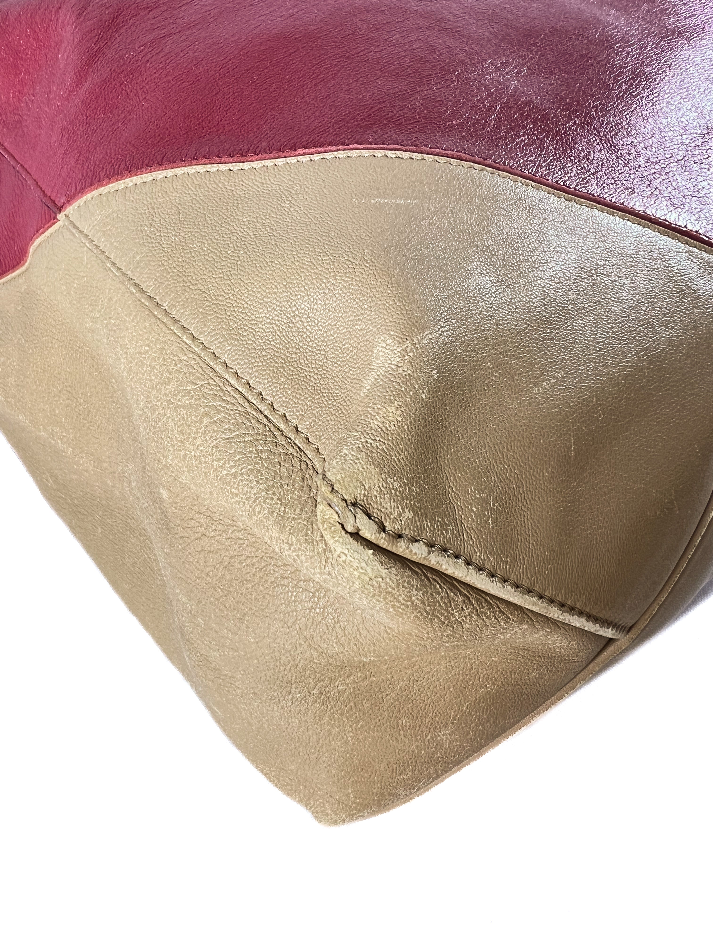 Celine Cabas vertical red/beige leather tote FGA0153