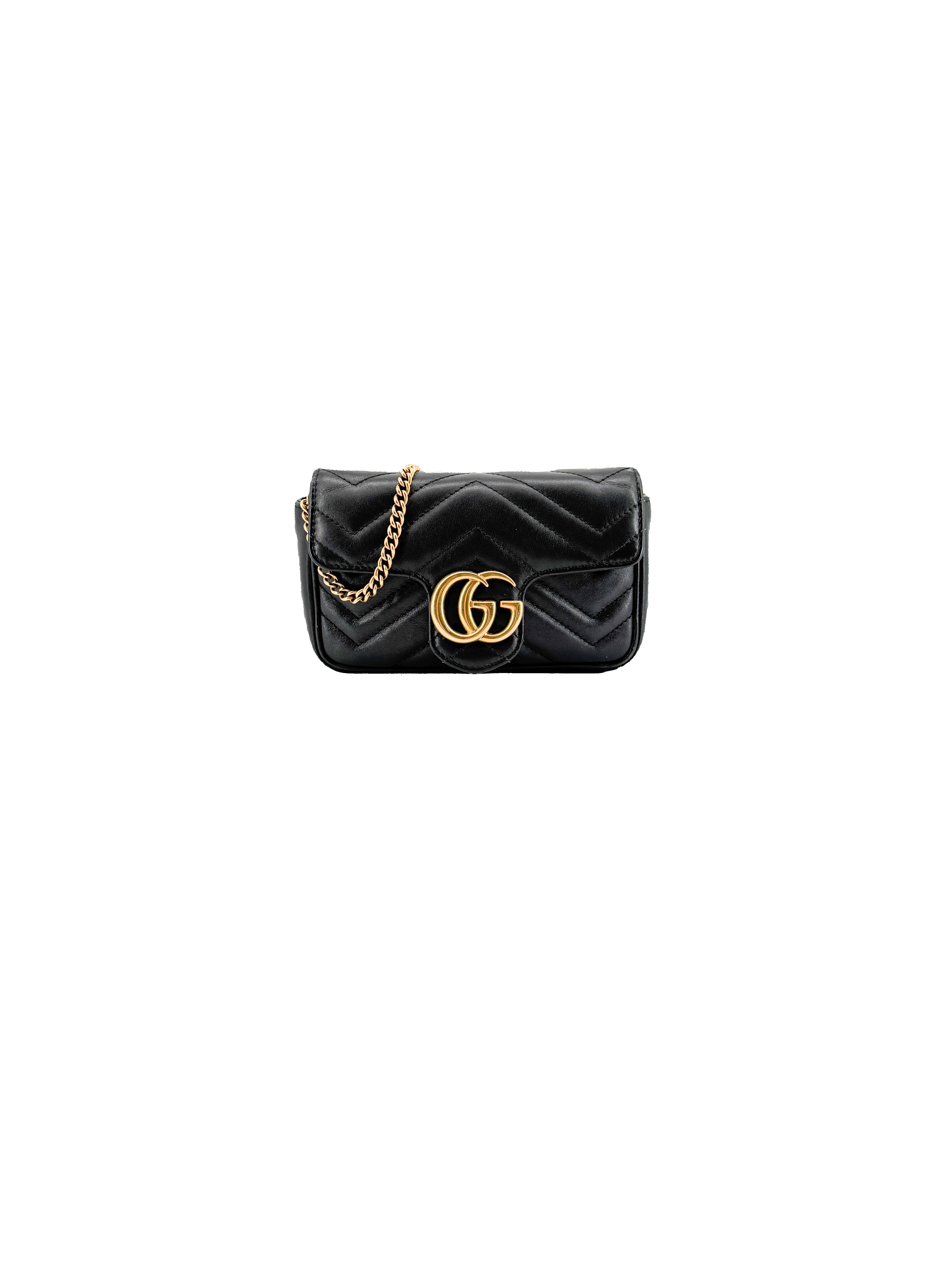 Gucci black mini Marmont flap shoulder bag 476433-0959-