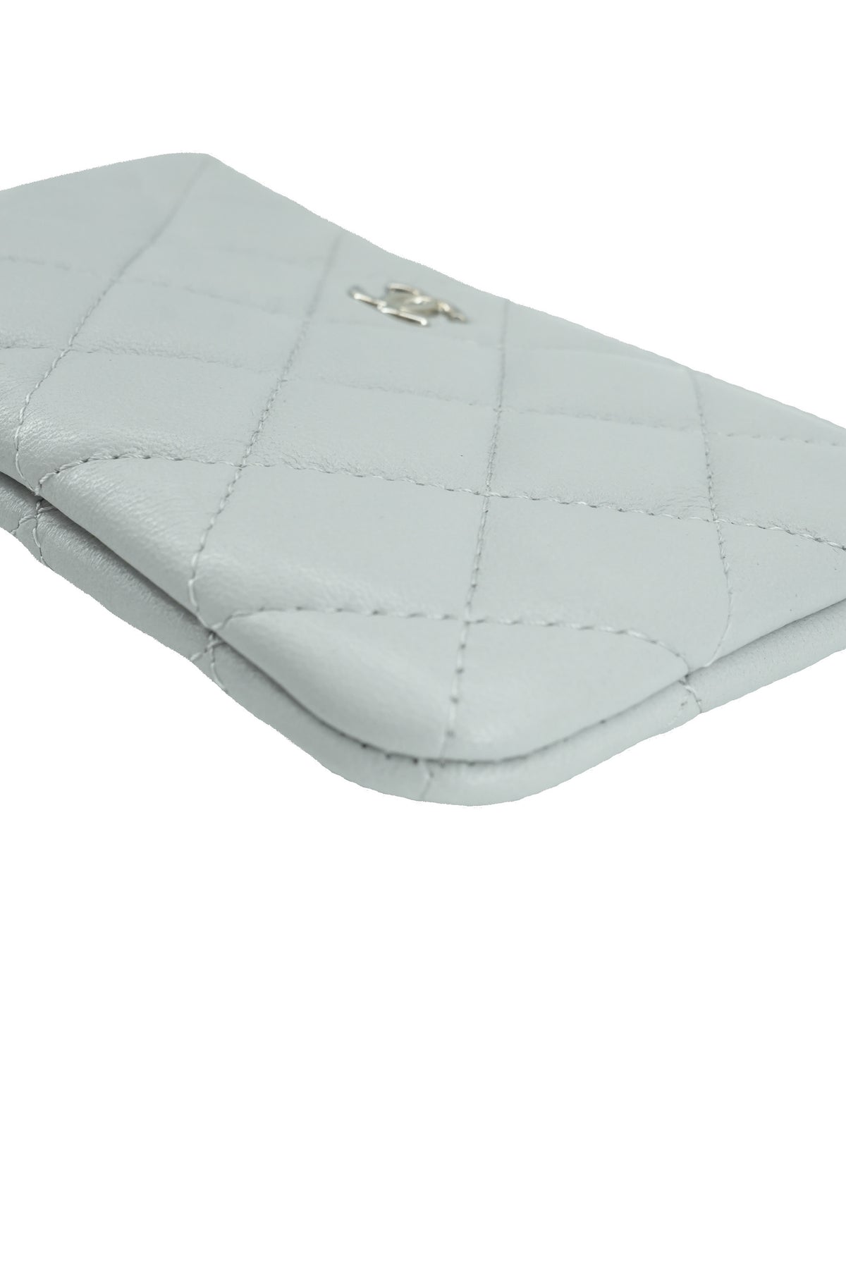 Chanel light gray quilted small cosmetic pouch NEW 29139369