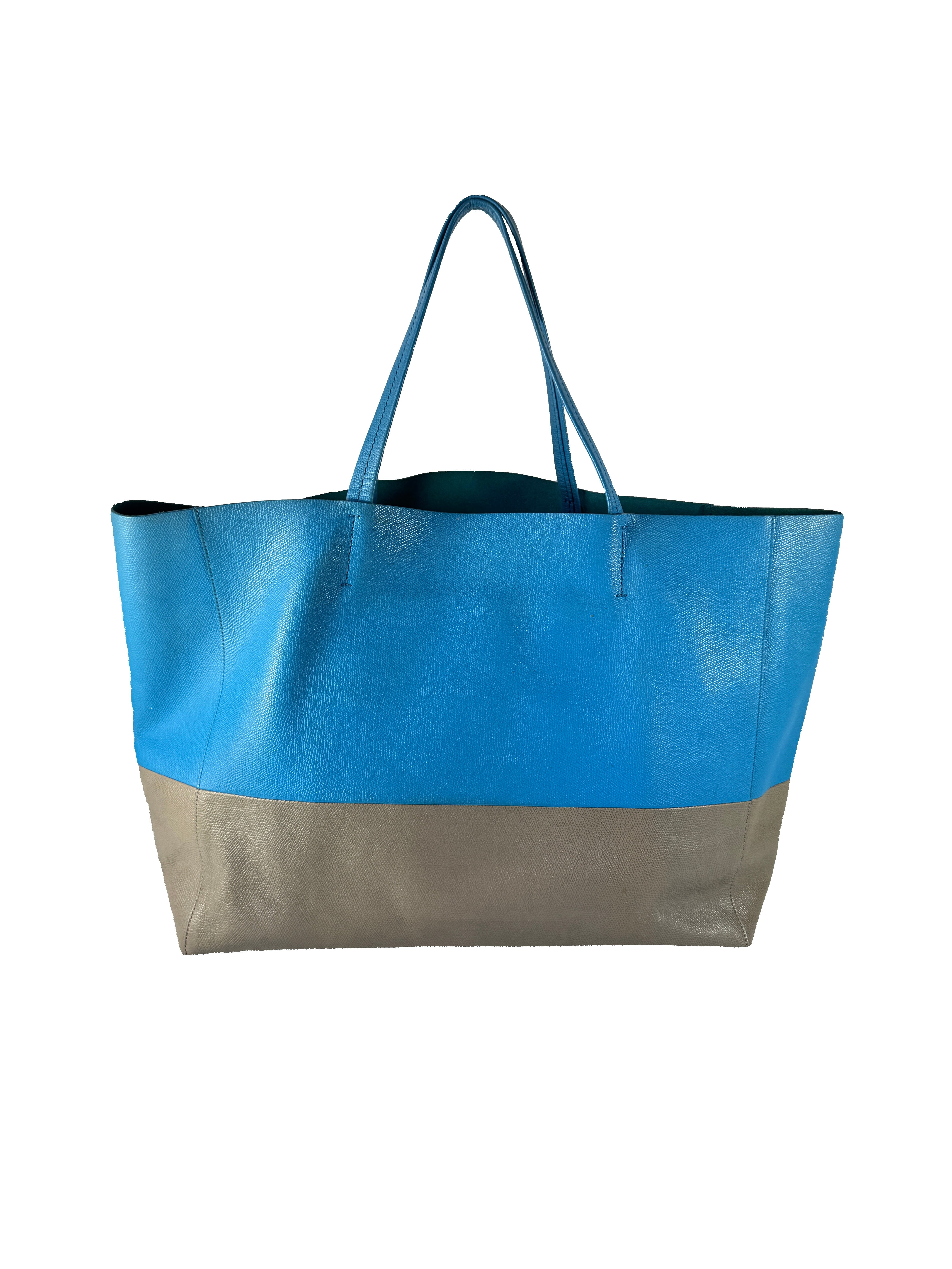 Celine blue/taupe horizontal Cabas tote
