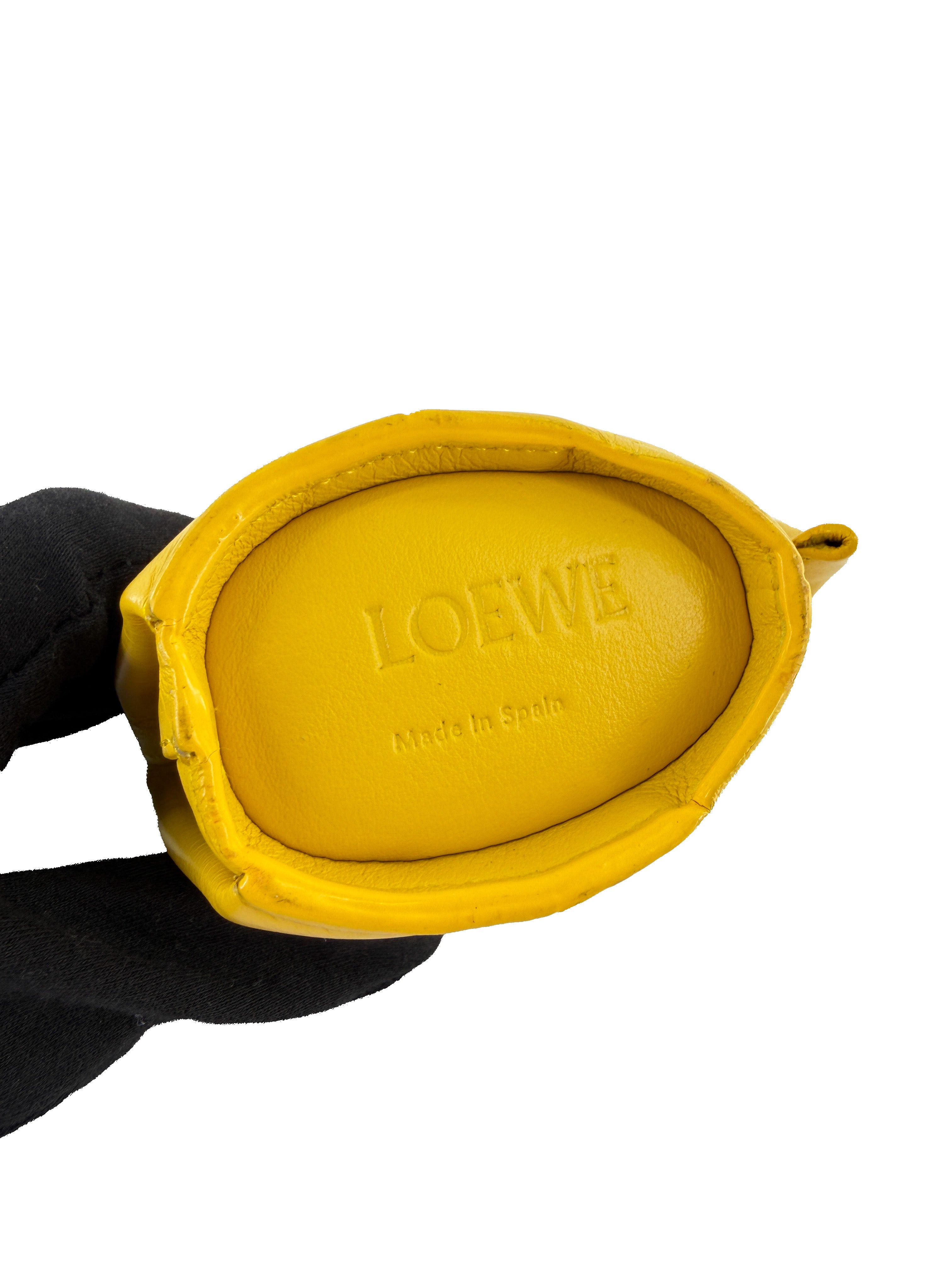 Loewe yellow leather Elephant zip pouch 101605