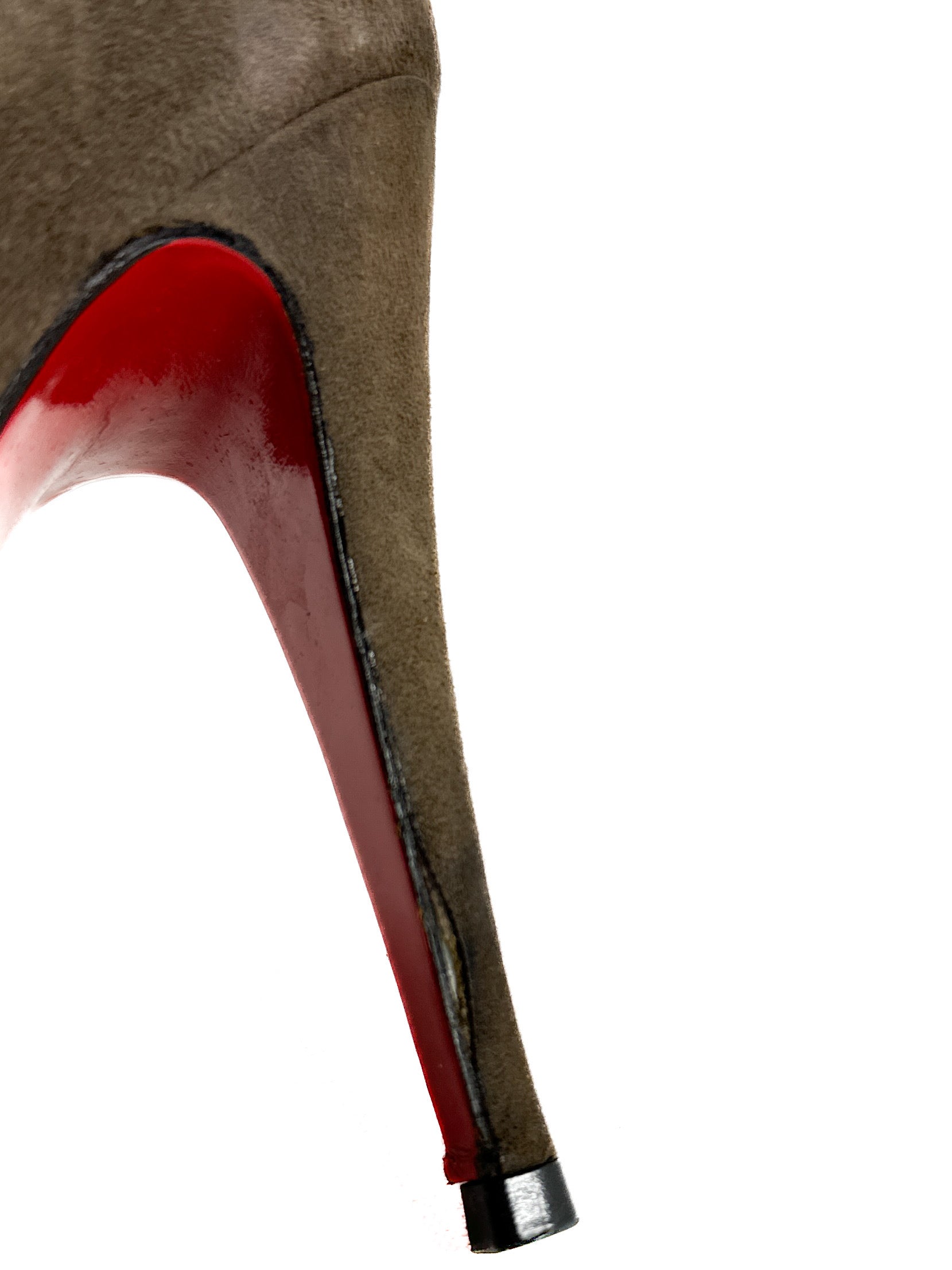 Christian Louboutin taupe suede knee high boots size 38.5 *as is*