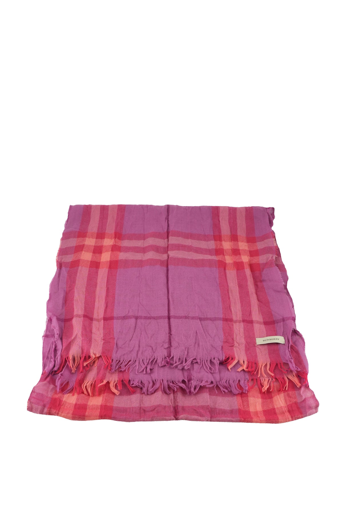 Burberry pink, purple lightweight wool plaid scarf