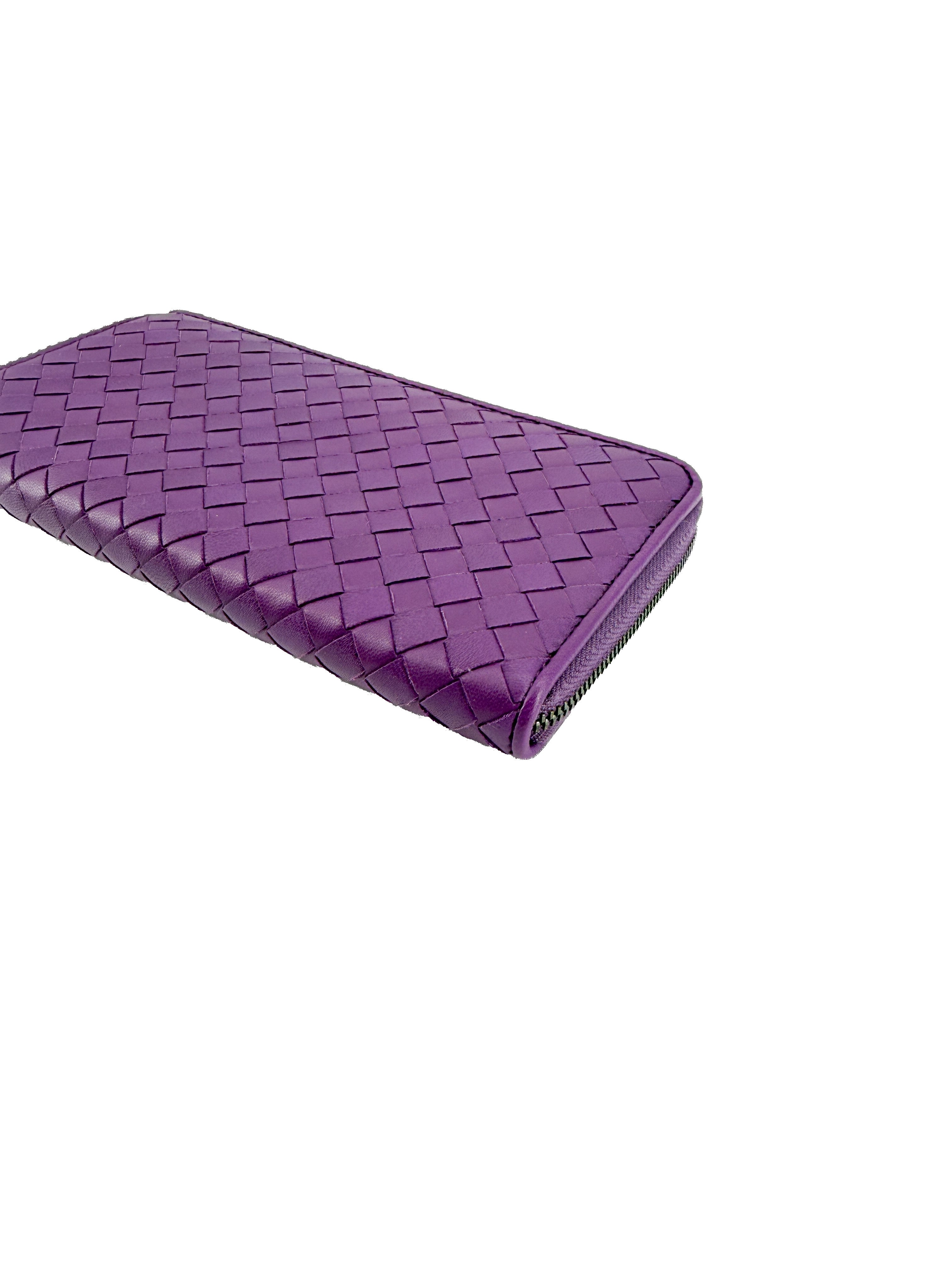 Bottega Veneta purple Intrecciato leather wallet B03497576W BOX