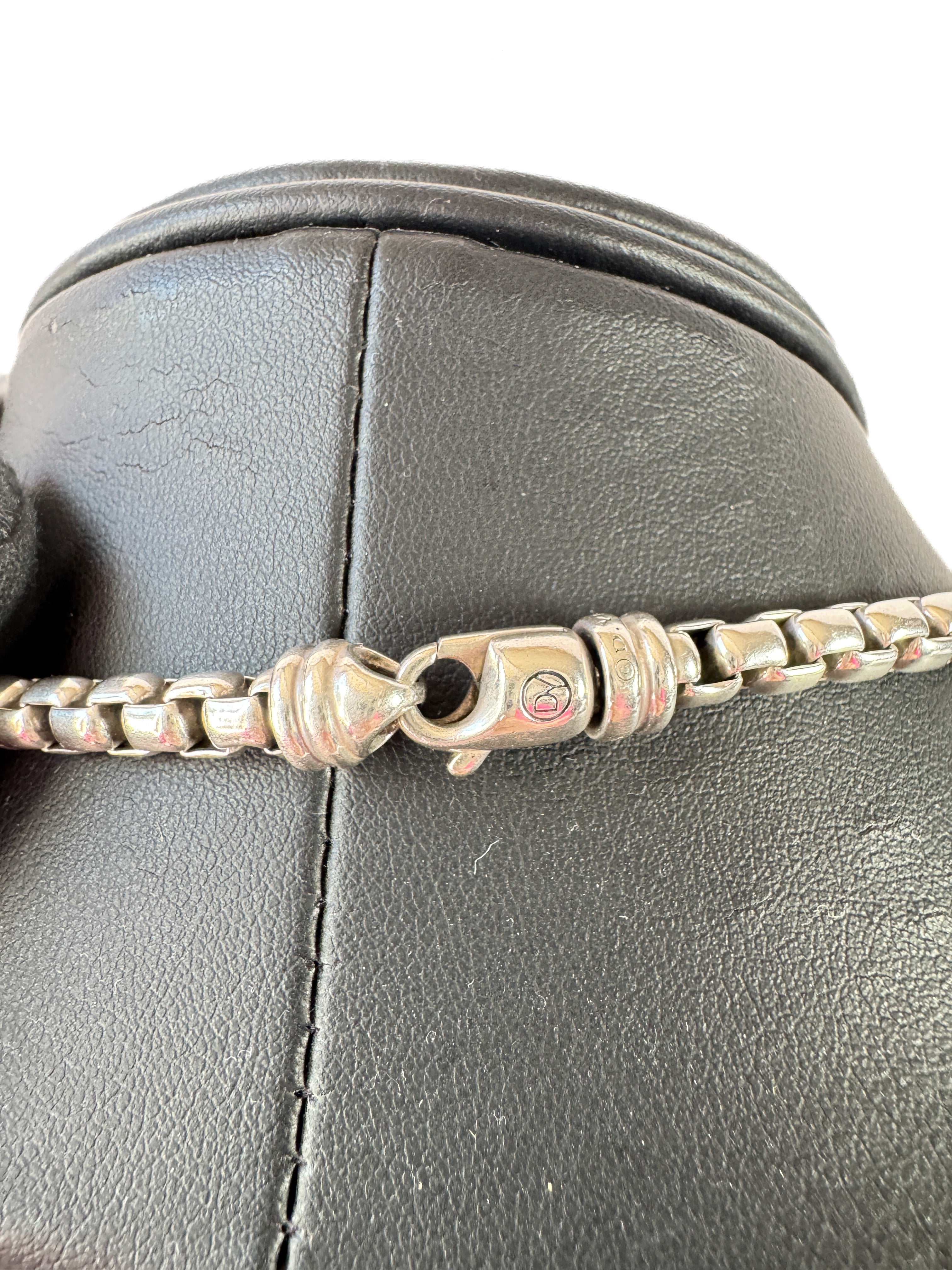 David Yurman sterling silver thick box chain necklace