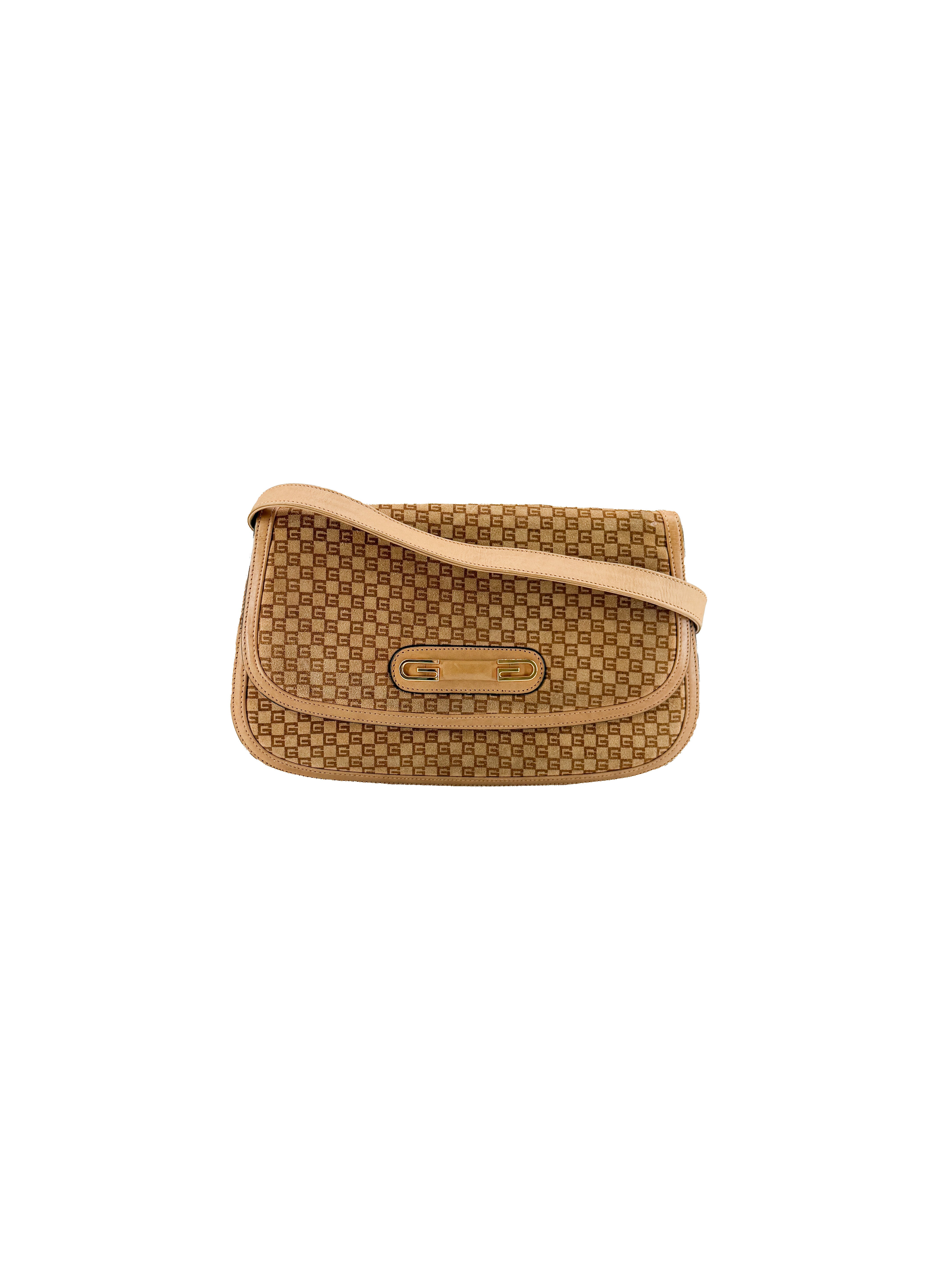 Gucci brown suede vintage GG shoulder bag 204