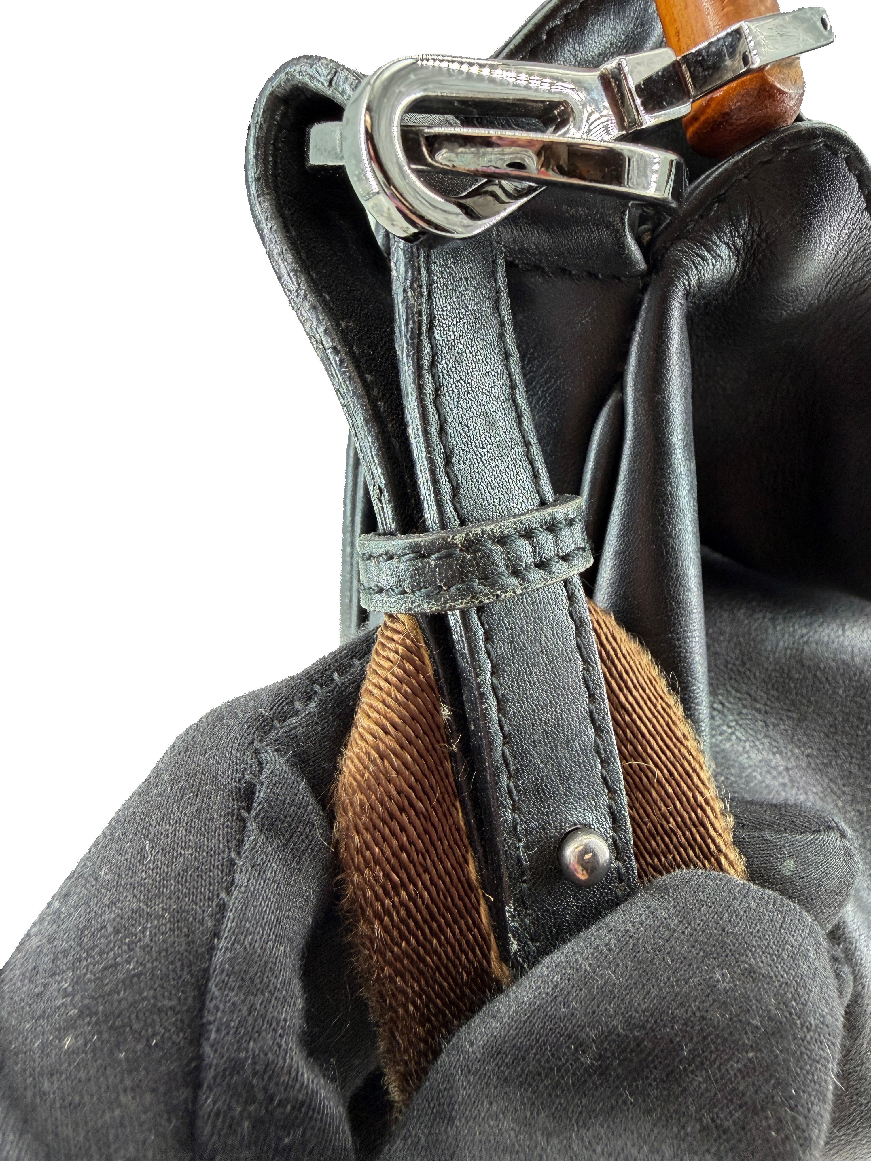 Gucci black leather bamboo handle bag 14095001553