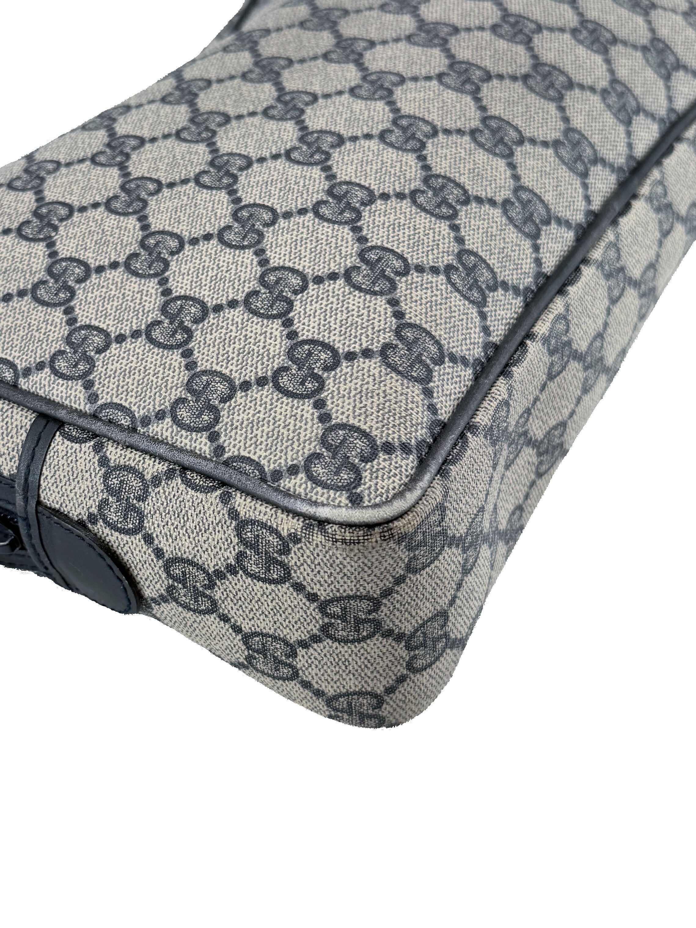 Gucci navy vintage GG coated canvas zip pouch