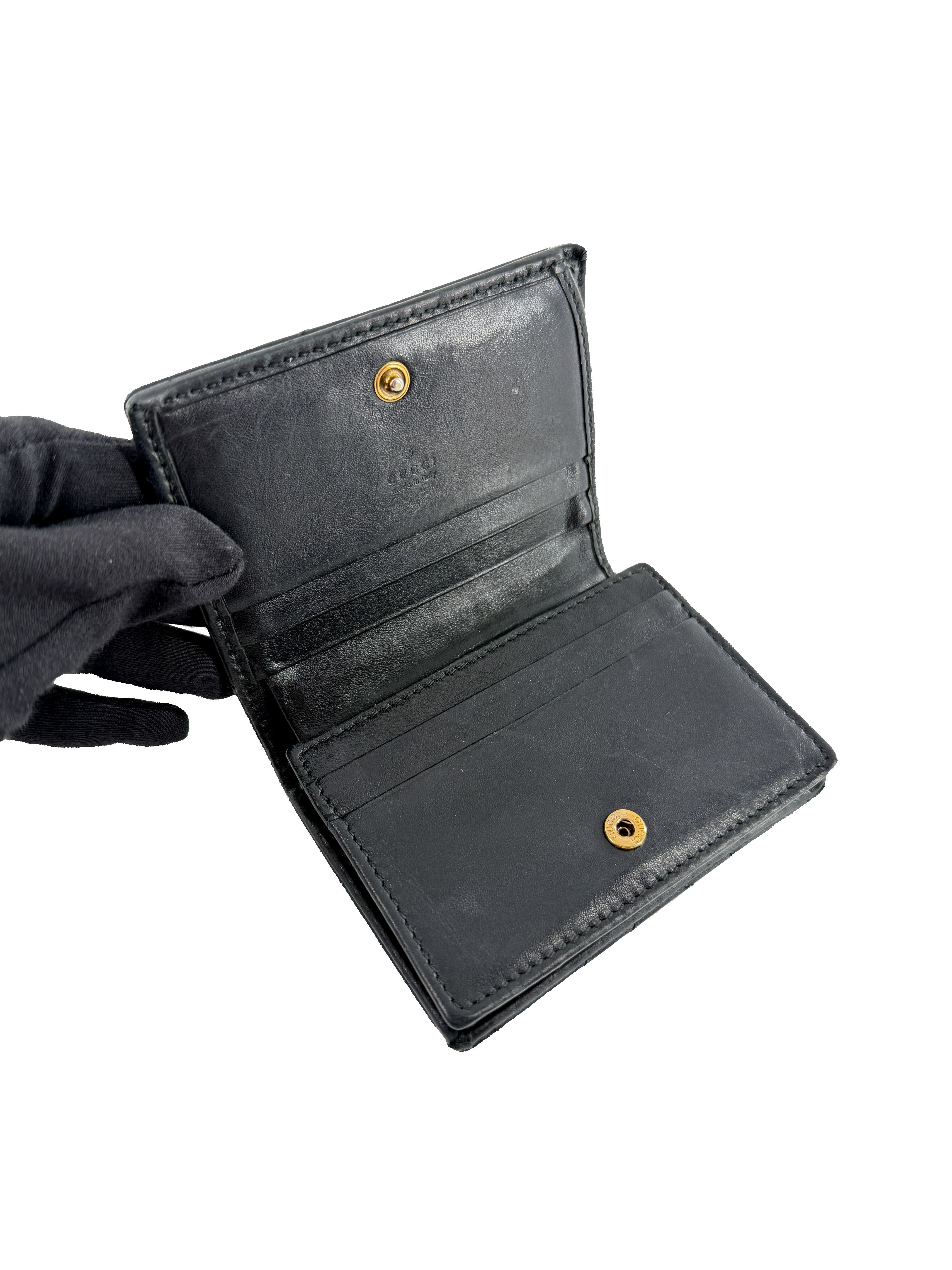 Gucci black leather Matelasse GG Marmont card case wallet 466492-0416