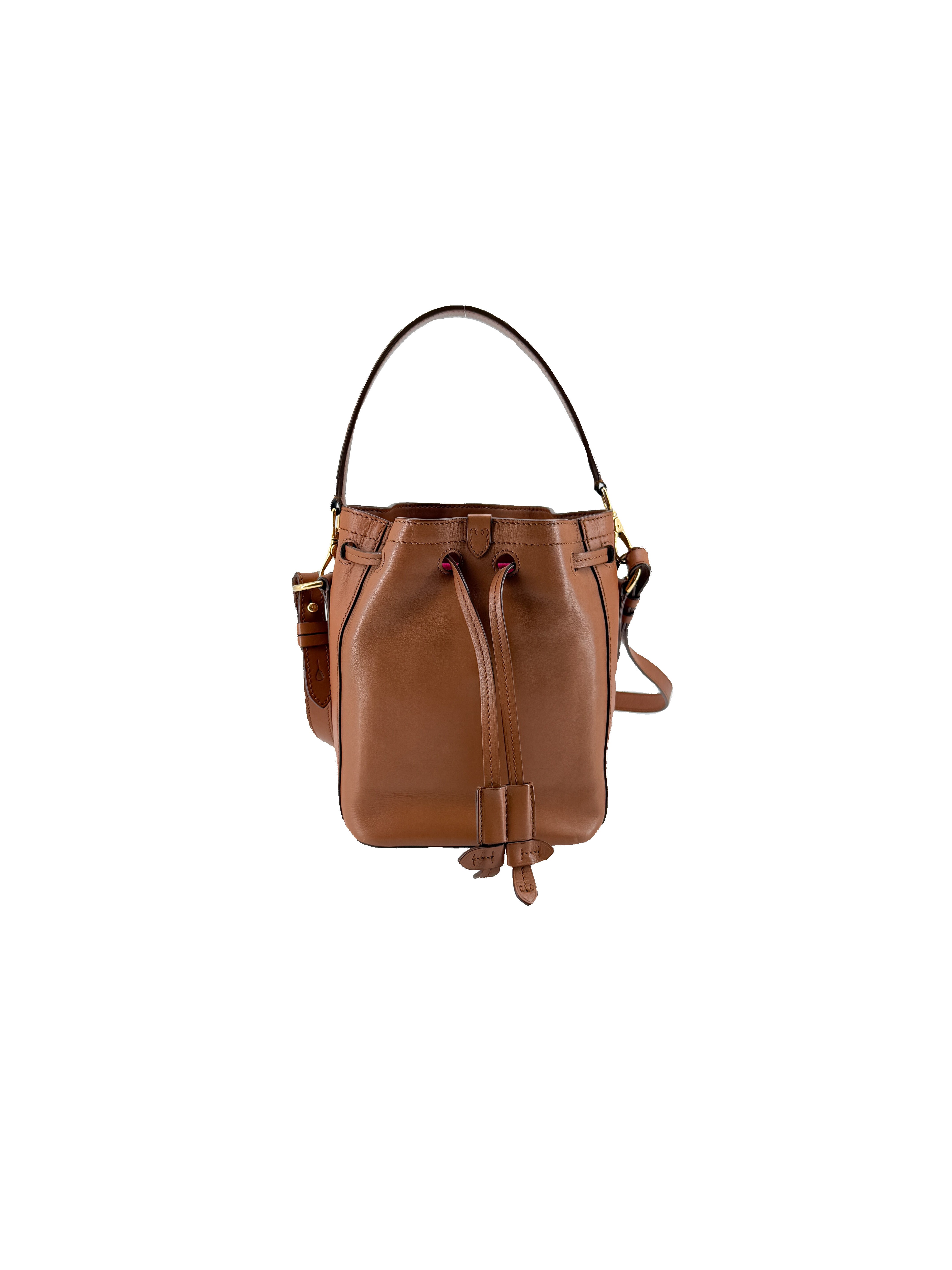 Ralph Lauren brown leather small drawstring Ricky bucket bag