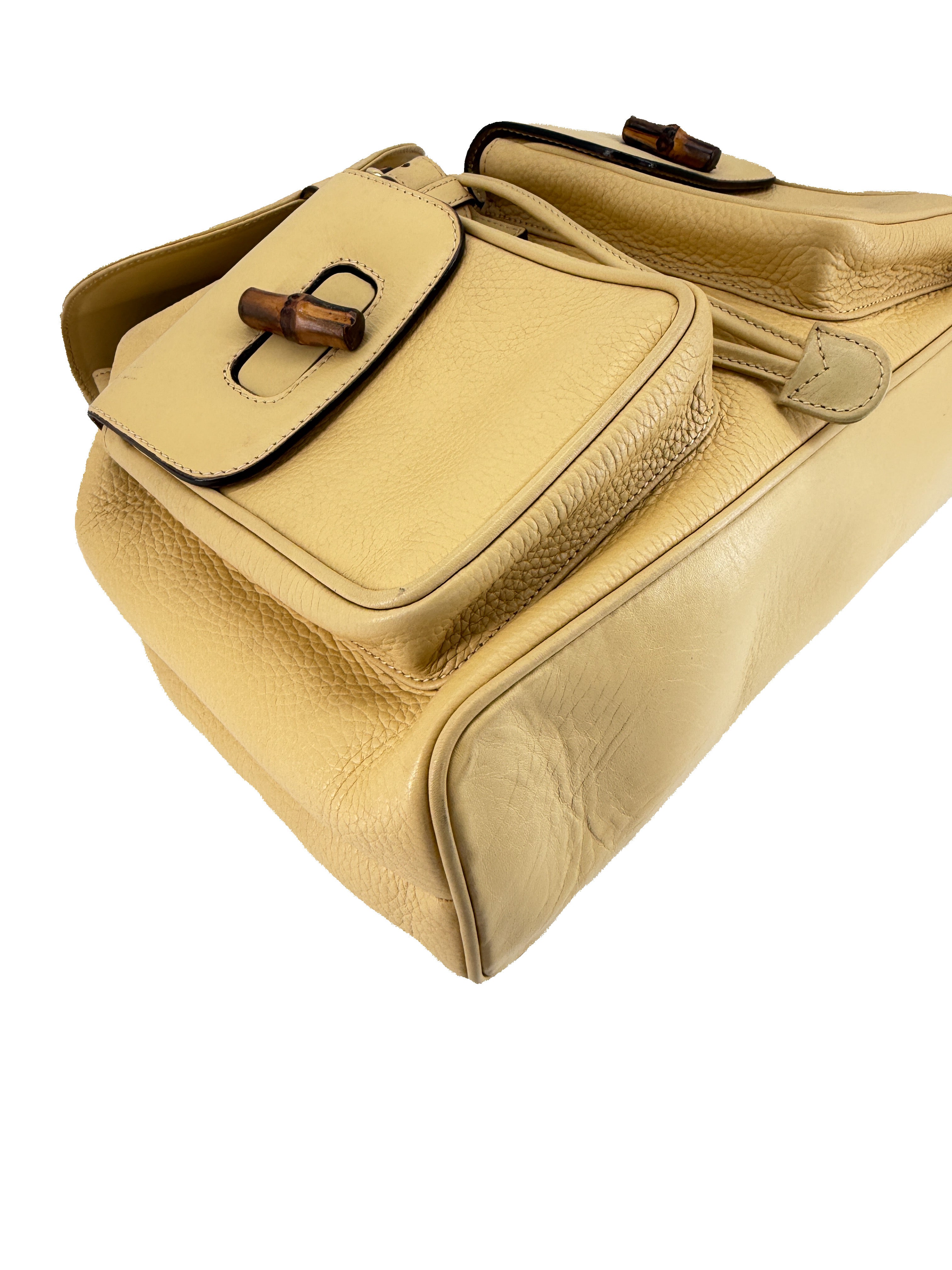 Gucci yellow leather vintage Bamboo backpack 003-58-0016