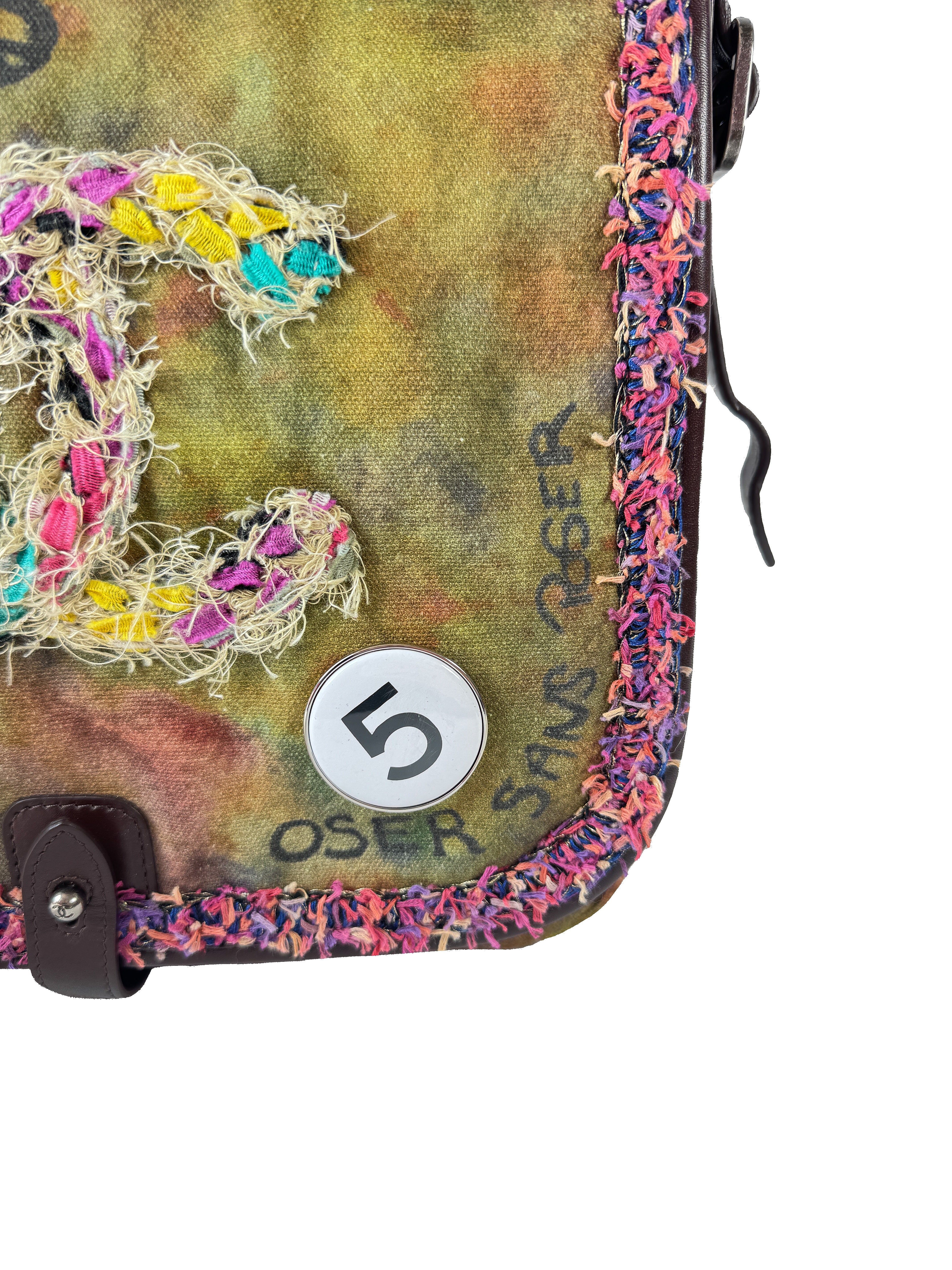 Chanel Washed Toile Graffiti On The Pavements Messenger Khaki Multicolor