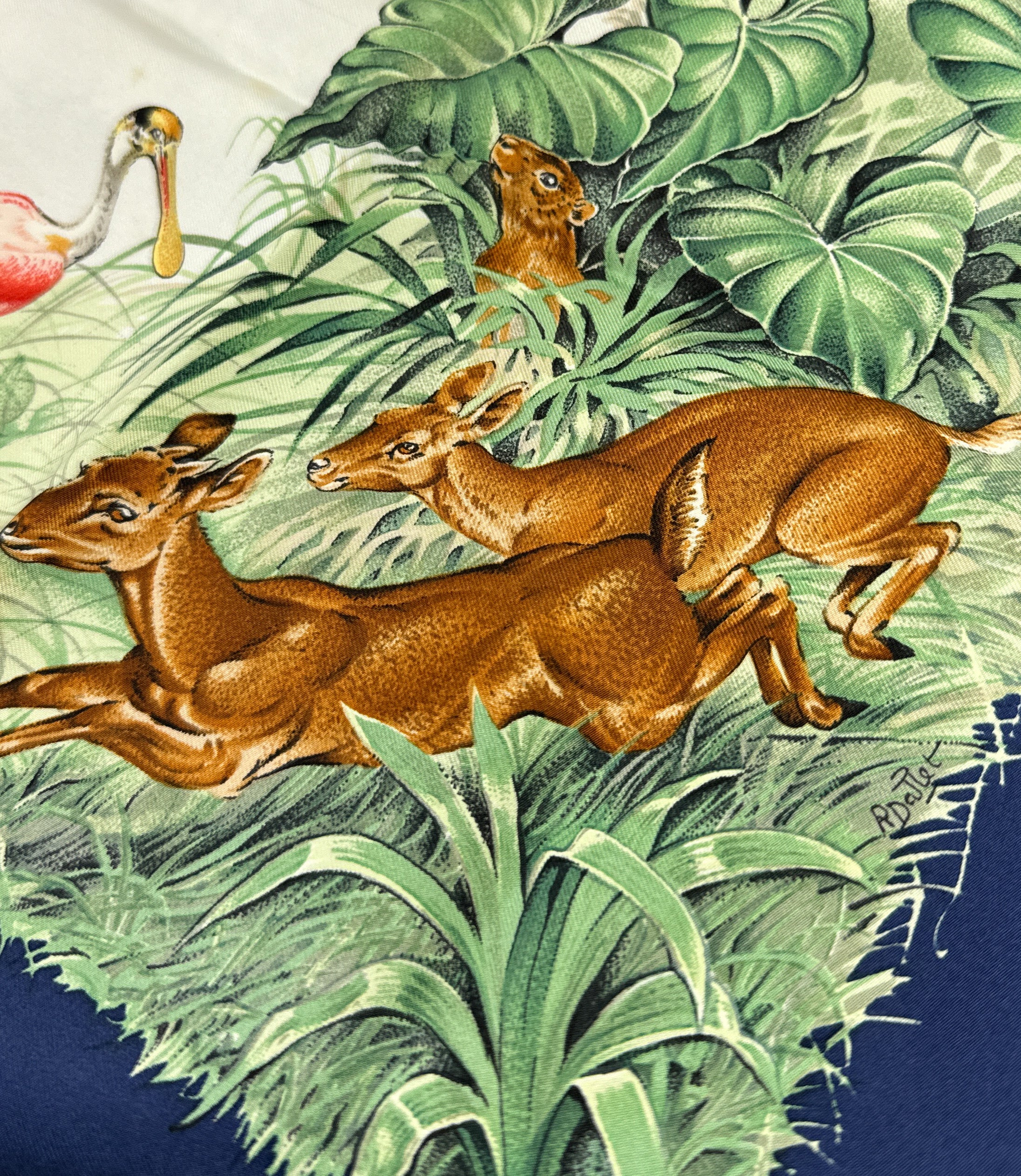 Hermès navy multicolor Equateur 90cm silk scarf **as is**