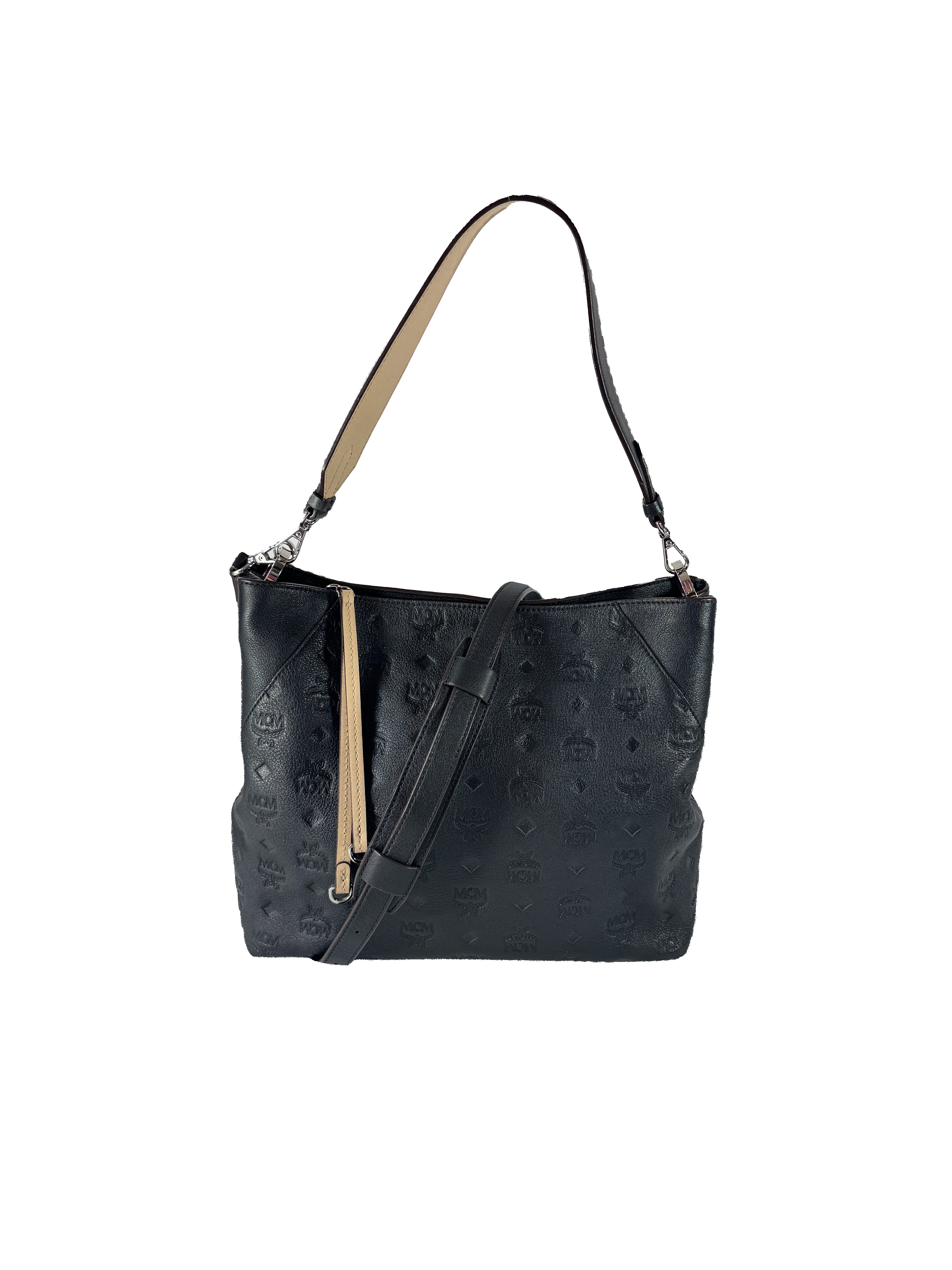 MCM black leather Klara hobo