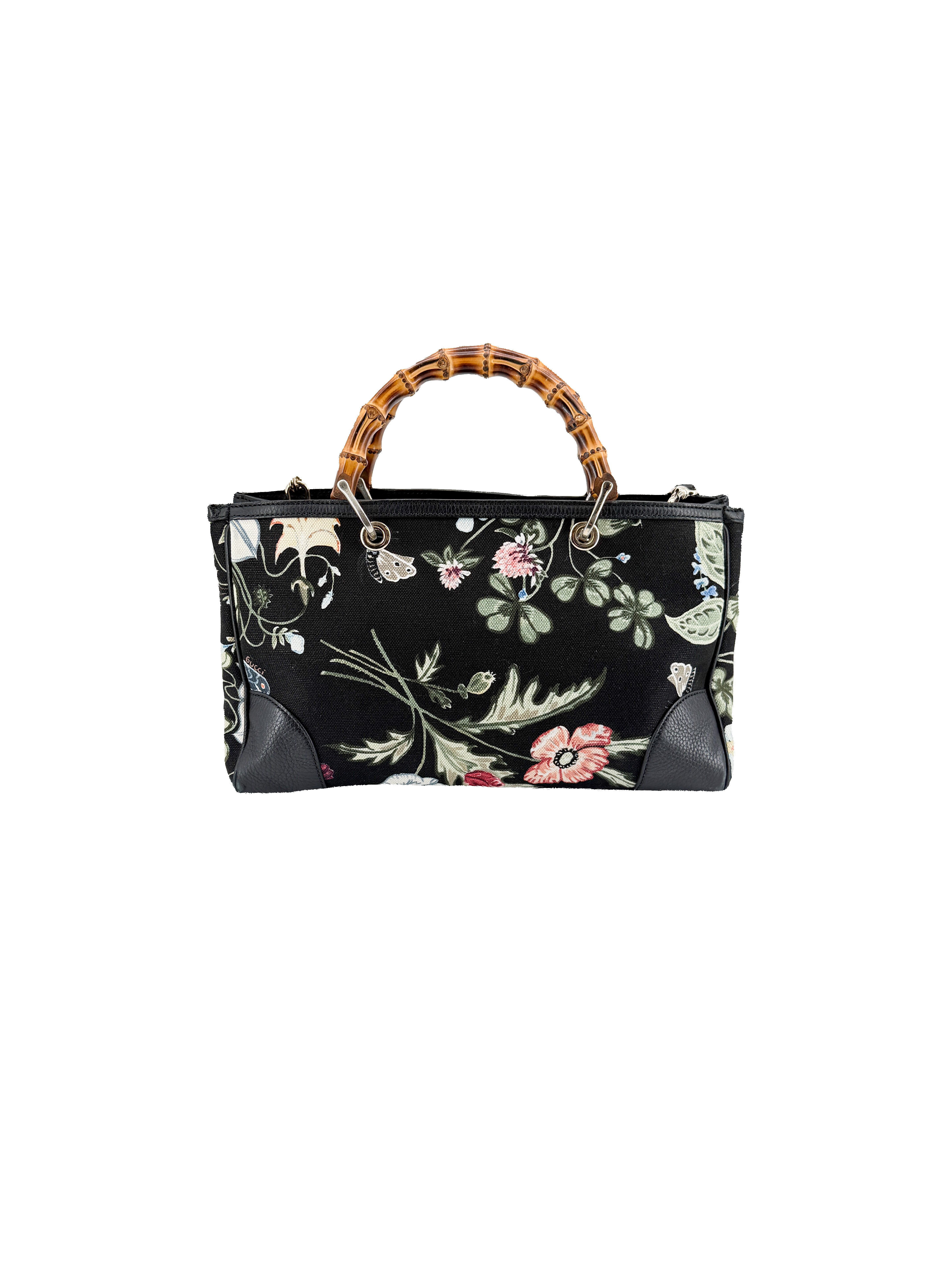 Gucci floral Knight medium Bamboo shopper 323660 520981