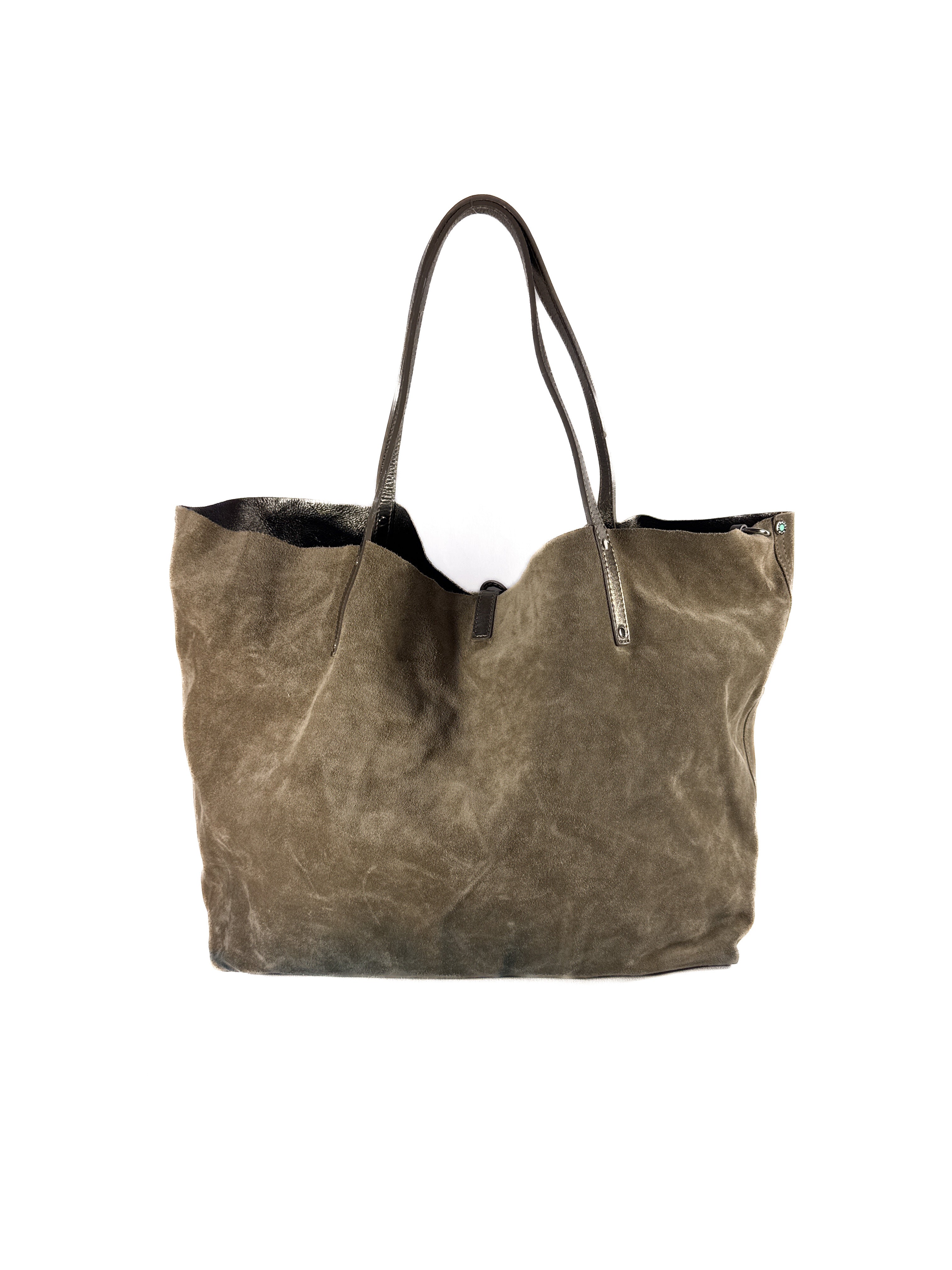 Tiffany & Co taupe reversible suede/leather tote **as is**