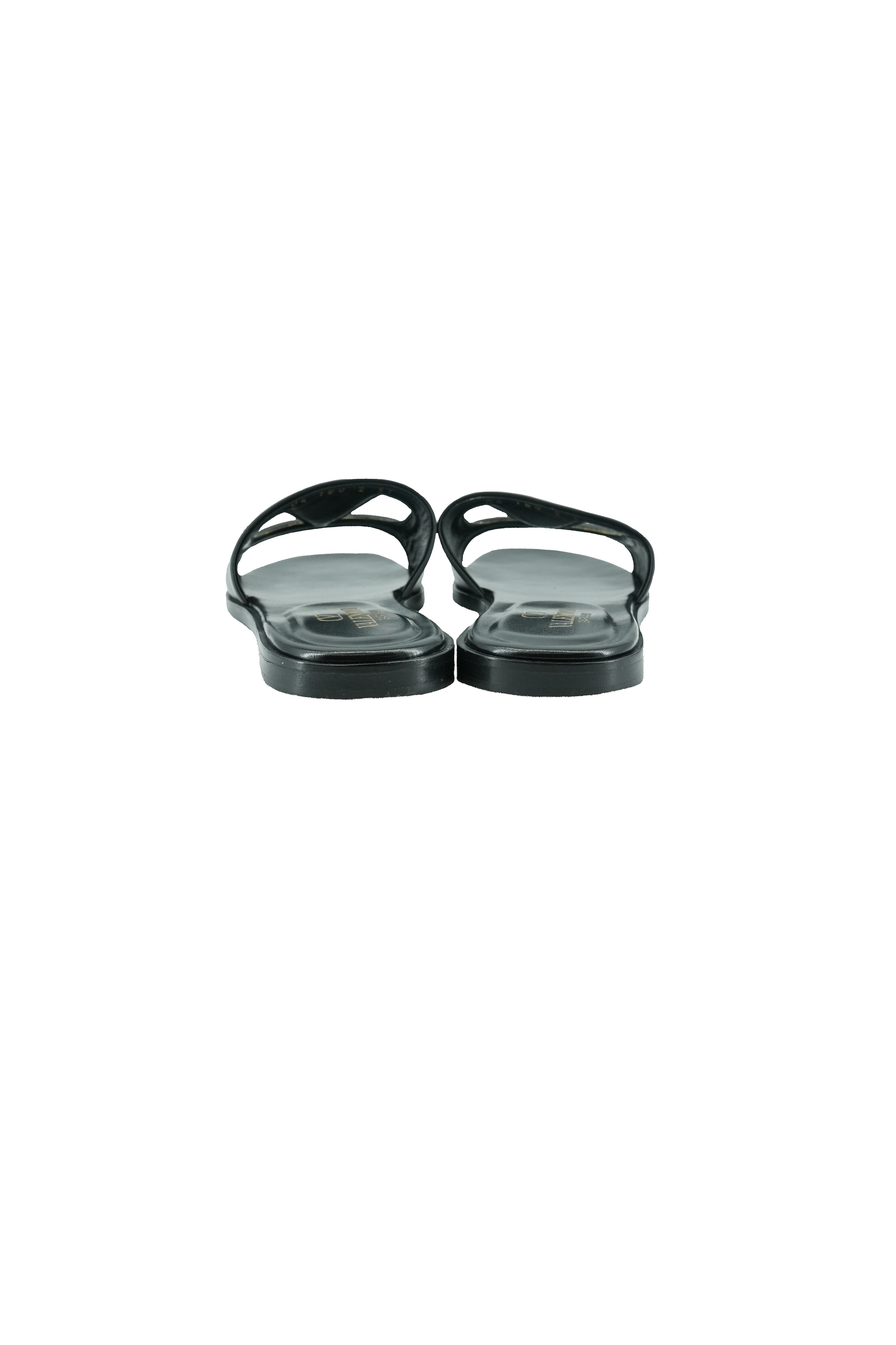 Valentino Garavani black VLogo cutout slides size 37