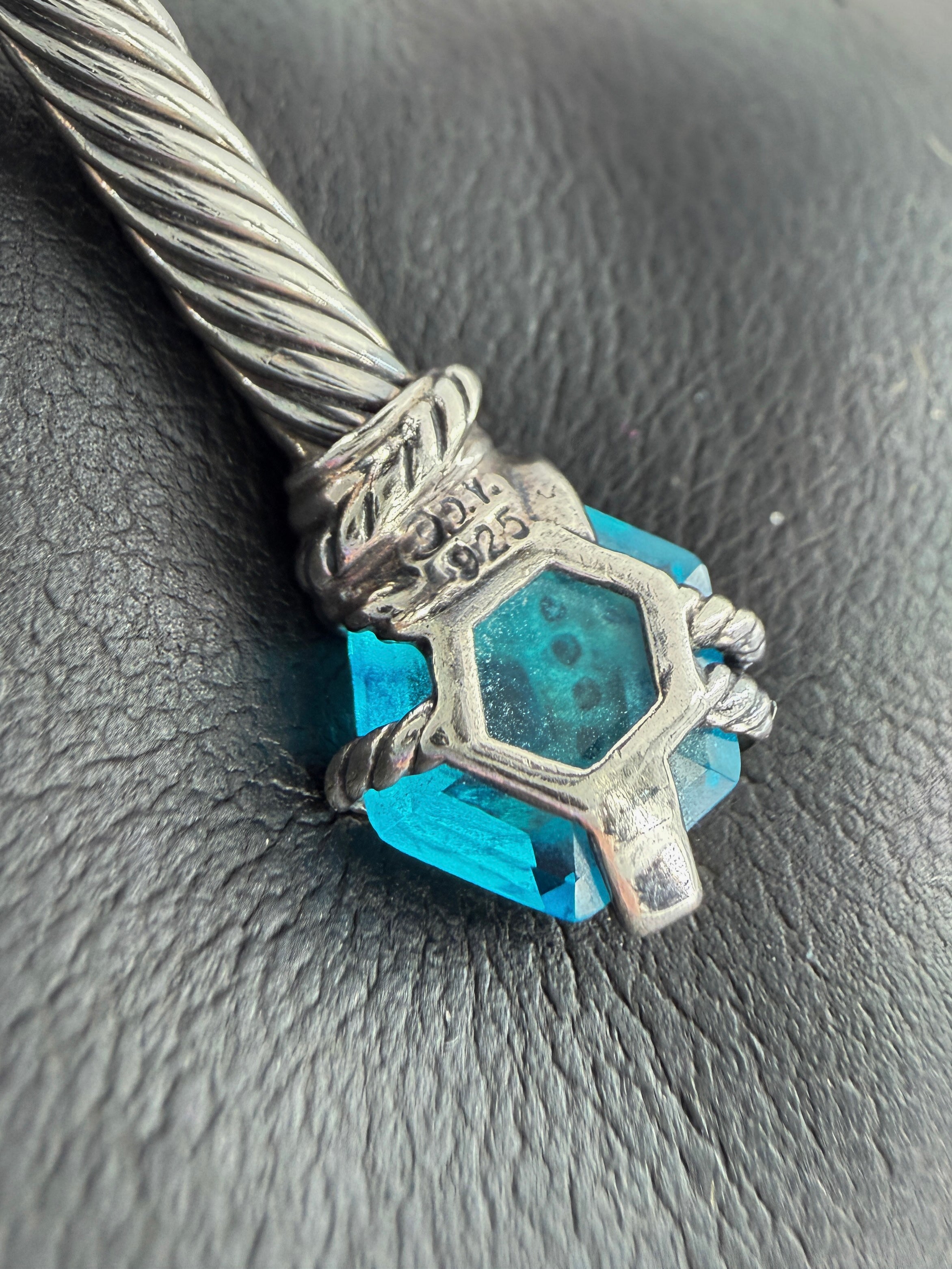 David Yurman sterling silver, blue topaz, diamonds cable wrap cuff