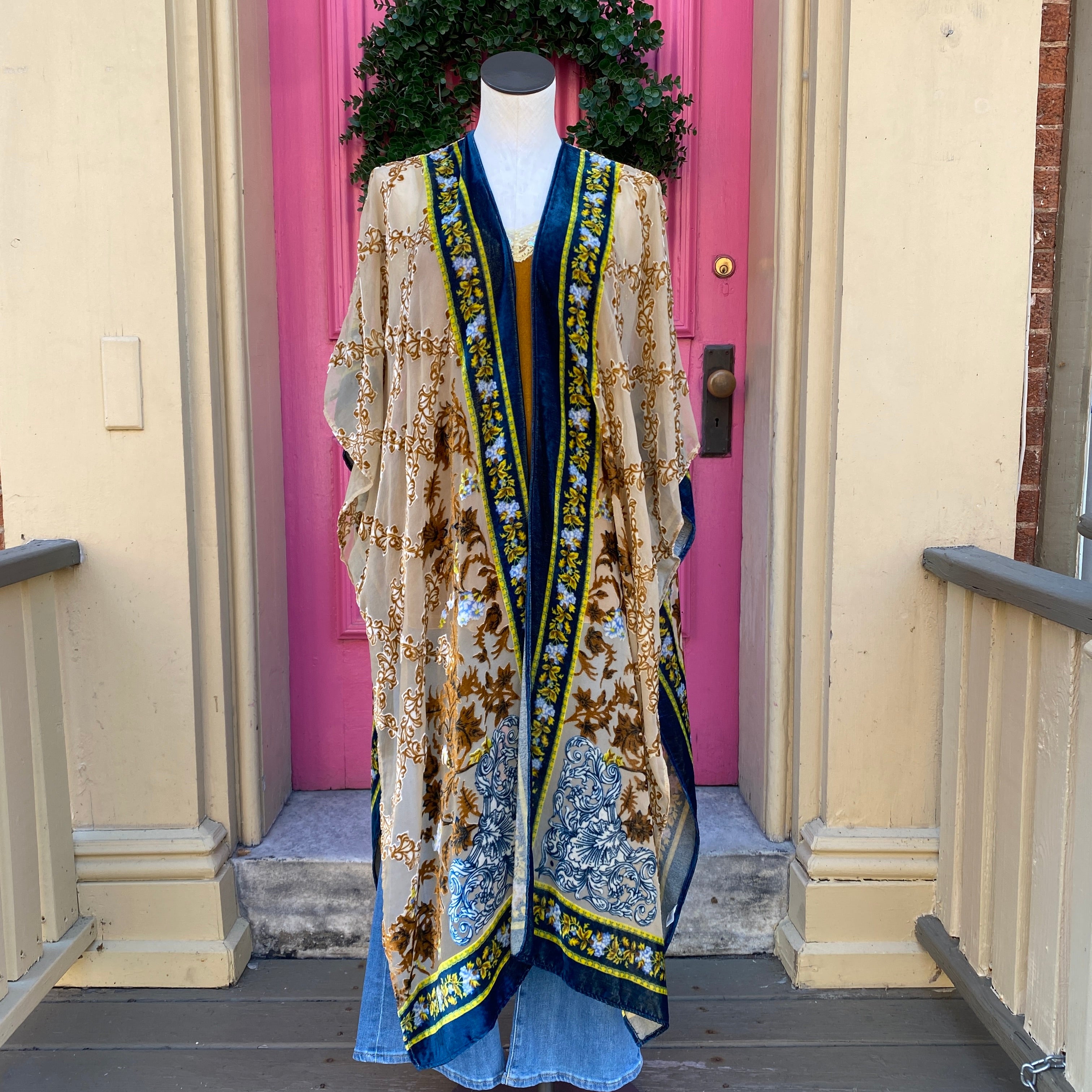 Aratta Silent Journey velour burnout cardigan one size