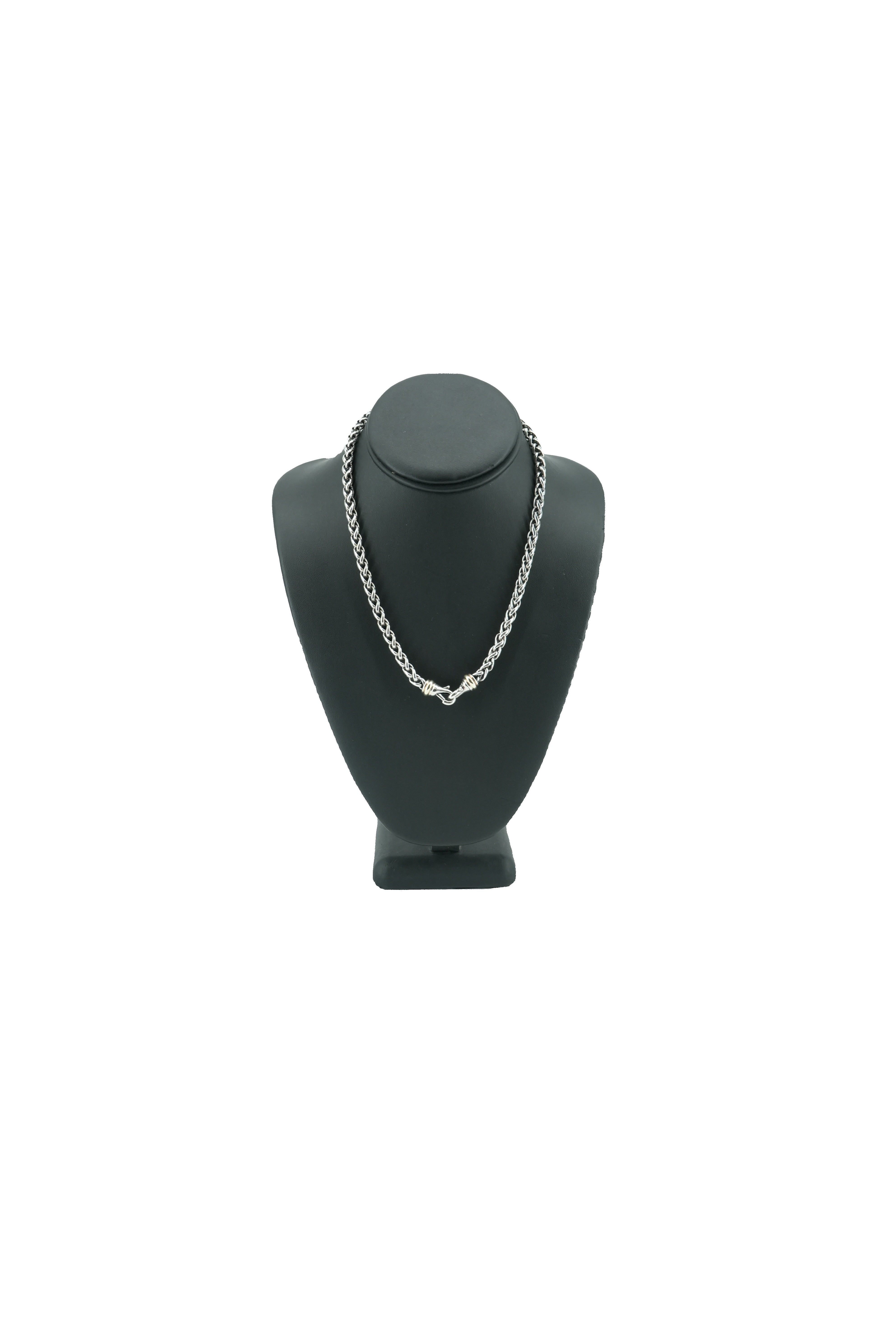 David Yurman sterling silver 14k gold wheat chain necklace